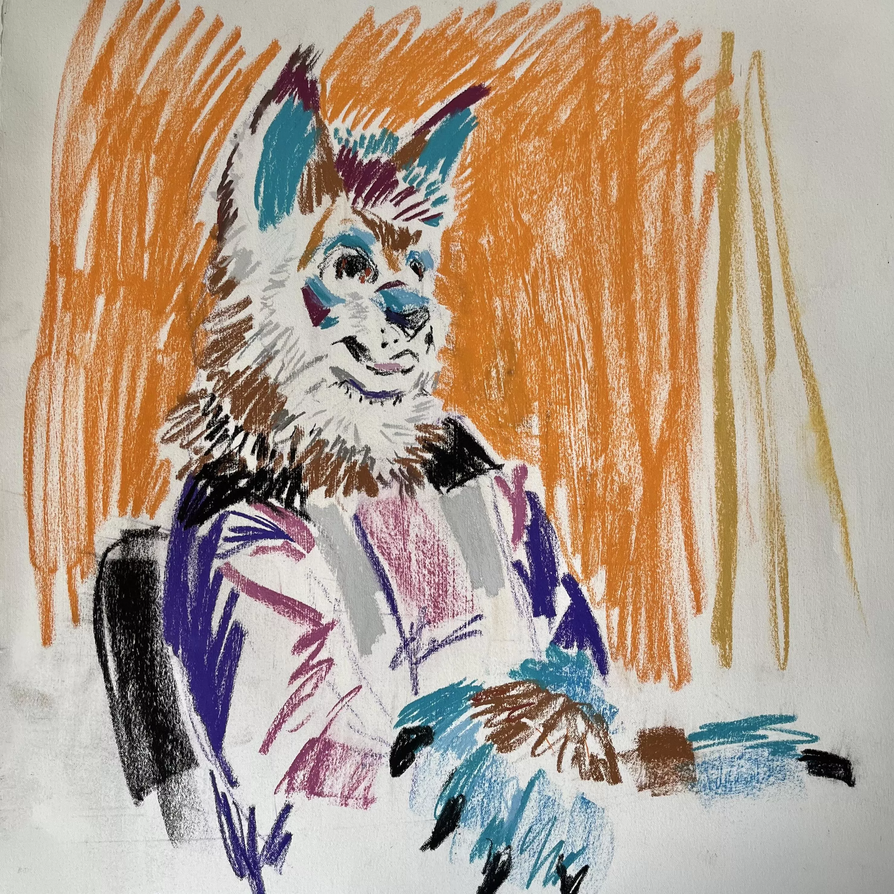 15 minute pastel drawing of our furry model in Drawing class posted by whatdoyoudochunky