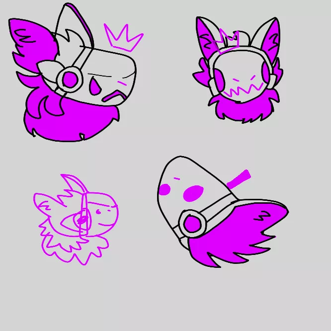 4 Mid to Low quality Sketches of King's head posted by King_the_protogen