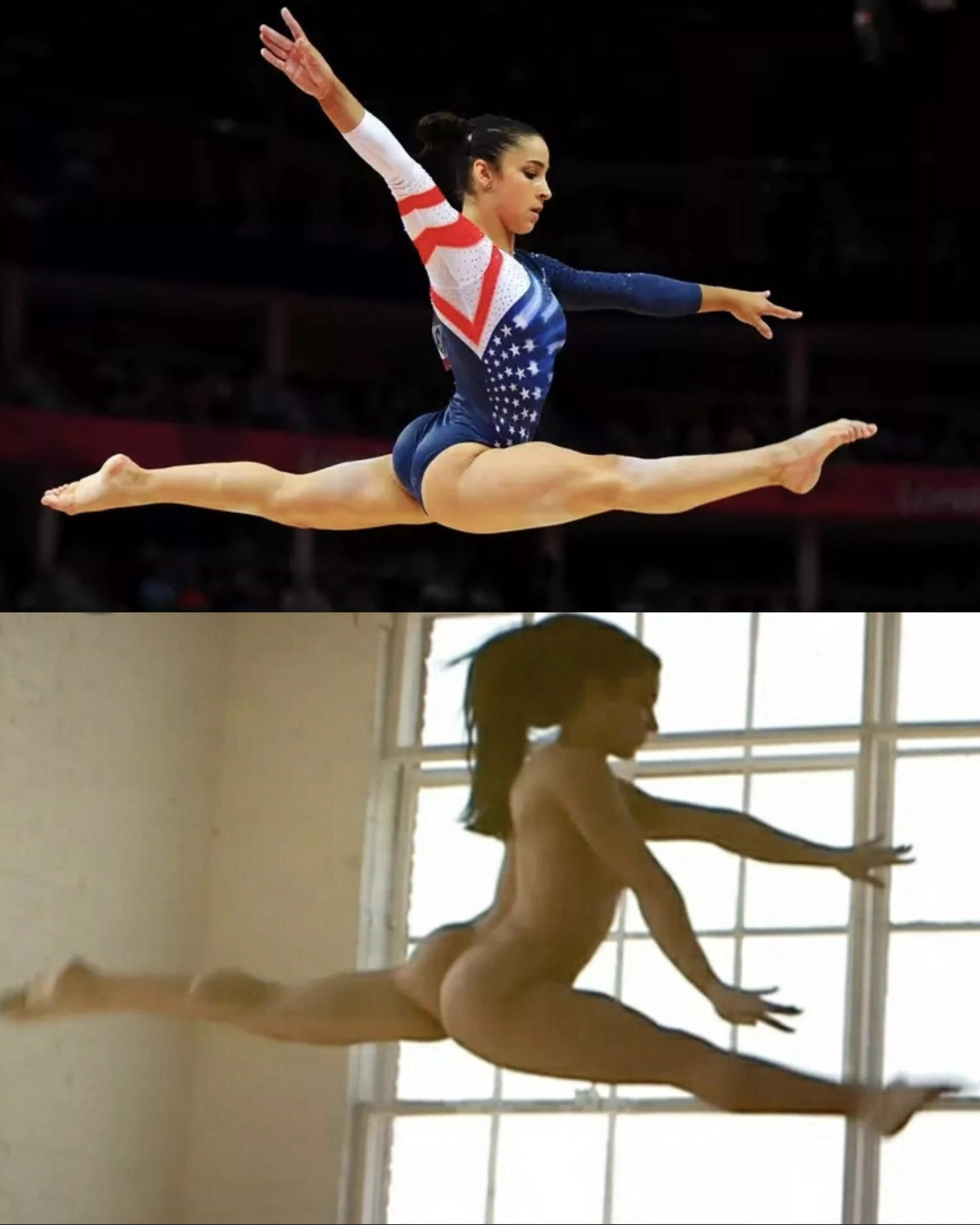 Aly Raisman On/Off butt colorized posted by conspiracythruther