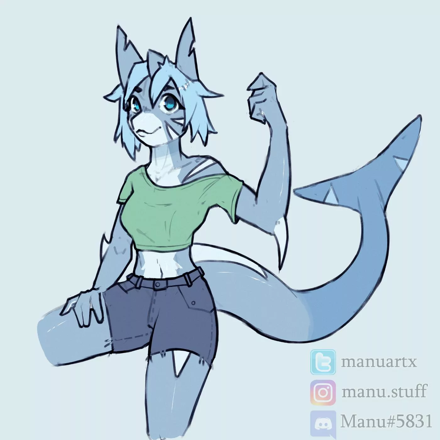 Another doodle - cute shark girl! [art by me, @manuartx on twitter] posted by manu_artx