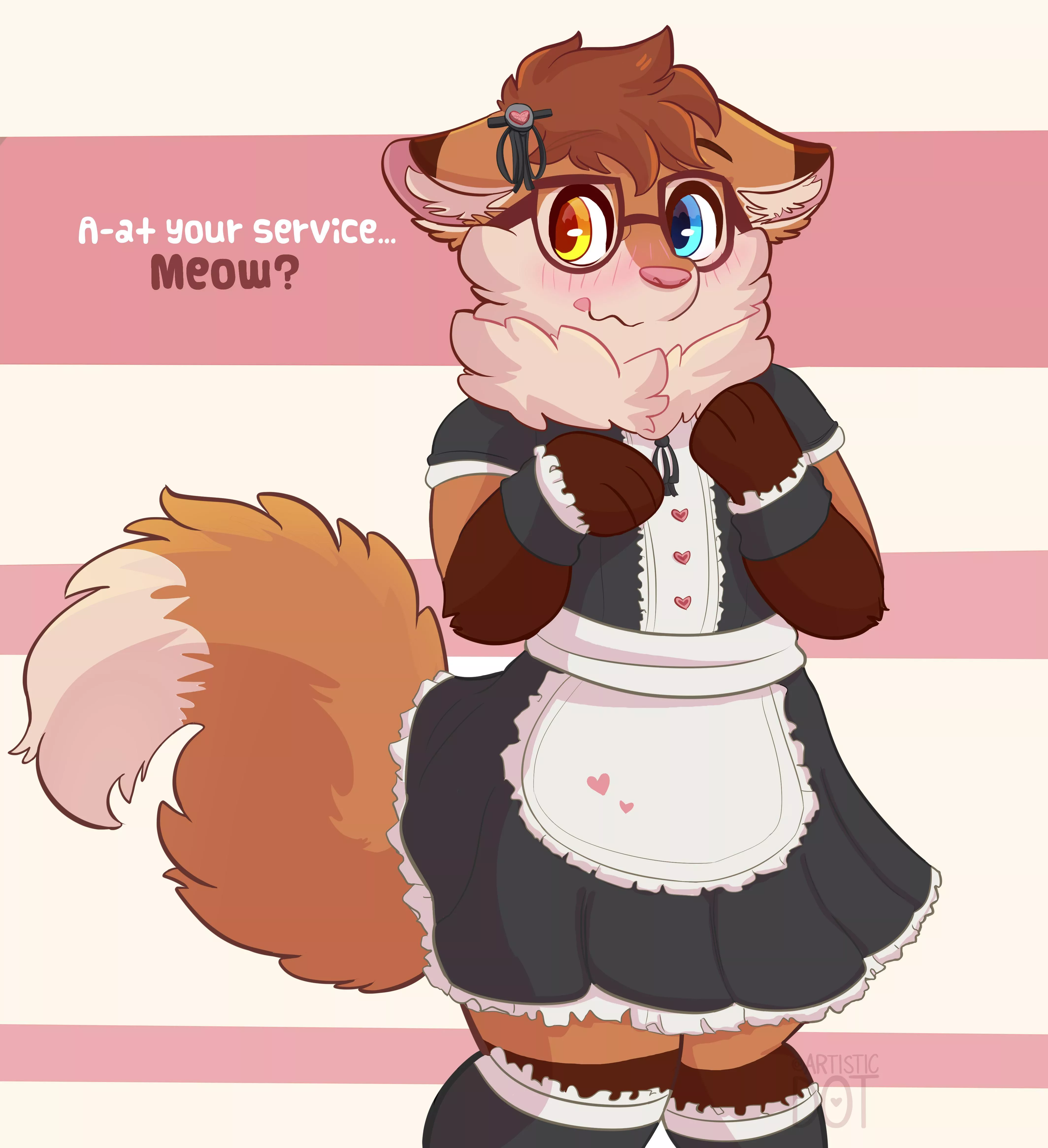 At your service, meow! 🐱/ @artistic_dot on twitter posted by artisticdotuwu