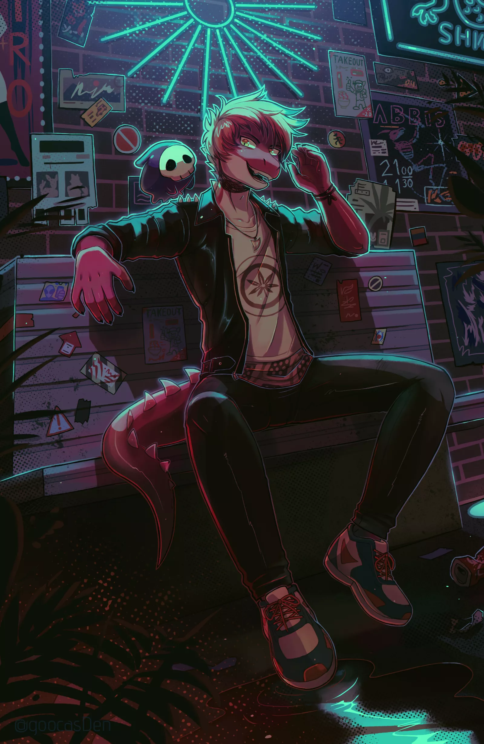 Basking in the neon glow ✨ (commission by me @goocasden) posted by goocasDen