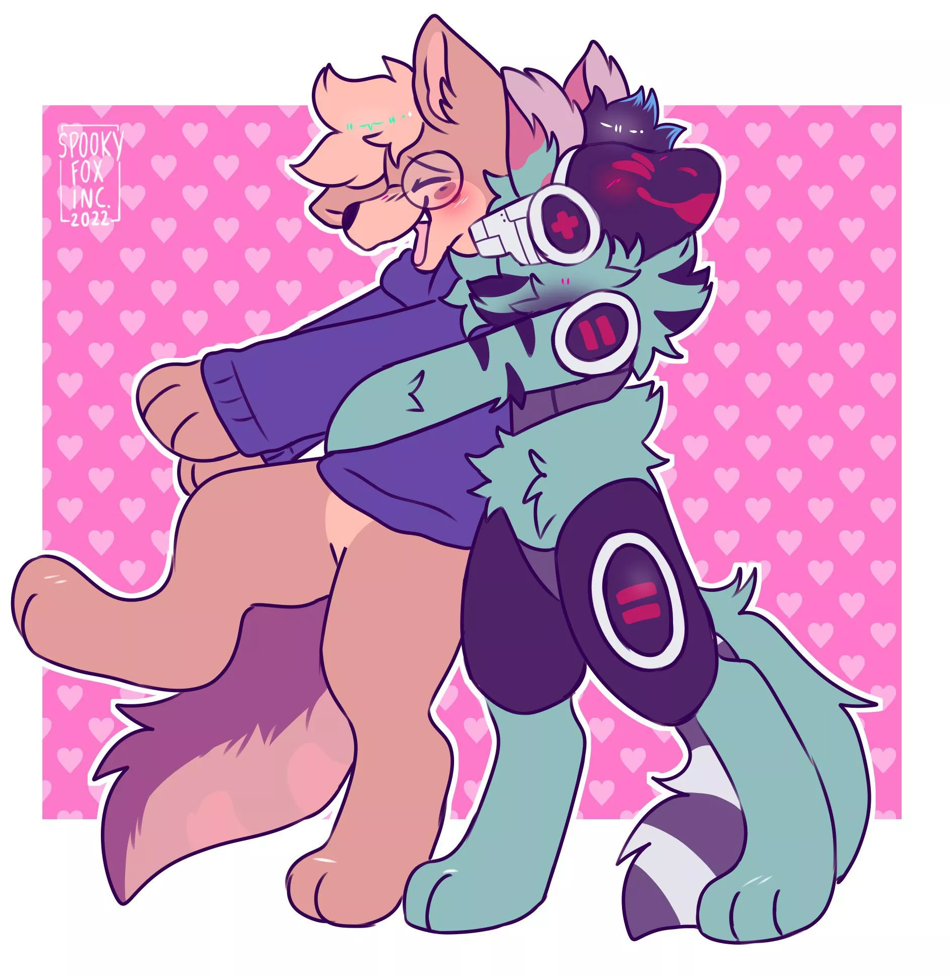 big hug! <commission for kahootersmcscooters, art by me @spookyfoxinc on twitter> posted by spookyfoxinc