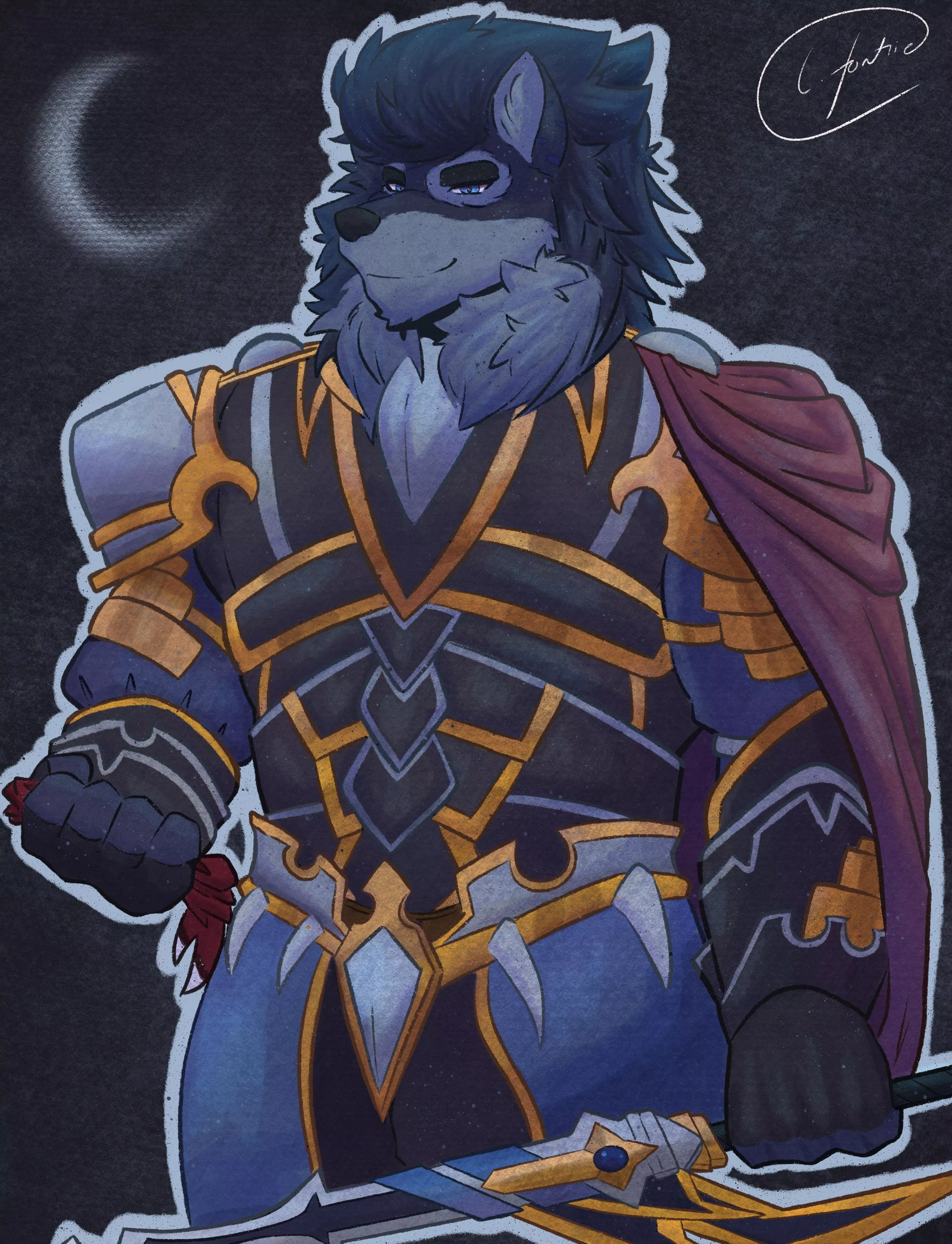 Blue Knight ( Art By Me, LFontrie. Gift for a fur ) posted by LFontrie