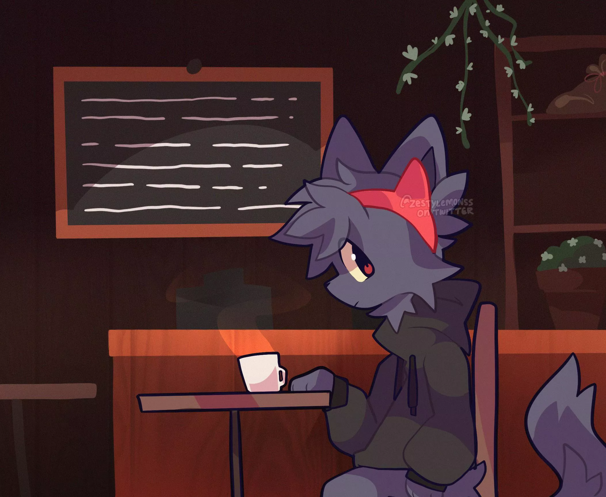 café [ art by me @zestylemonss on twitter ] posted by Iazuli