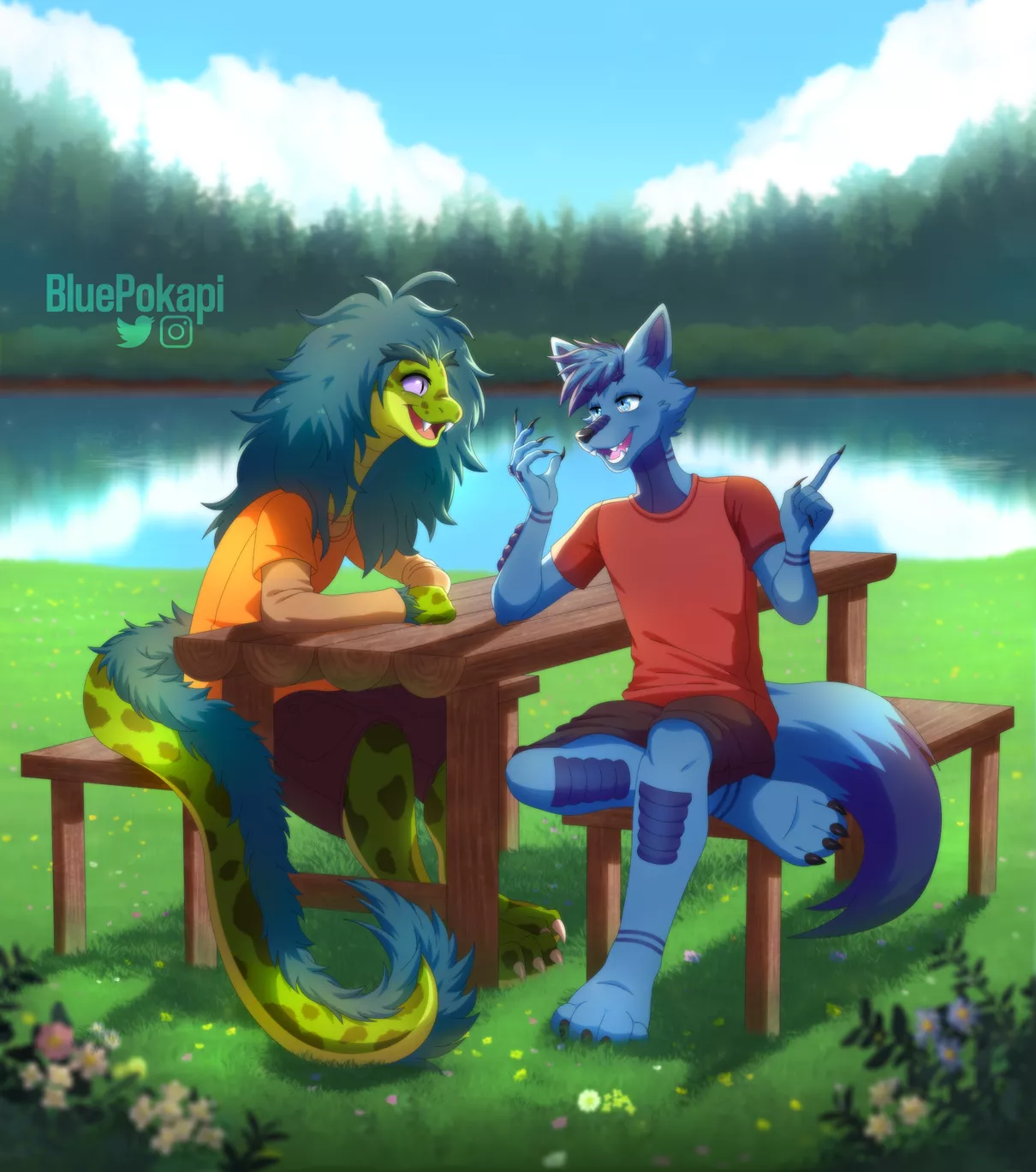 Chatting for hours [Art by me] posted by BluePokapi