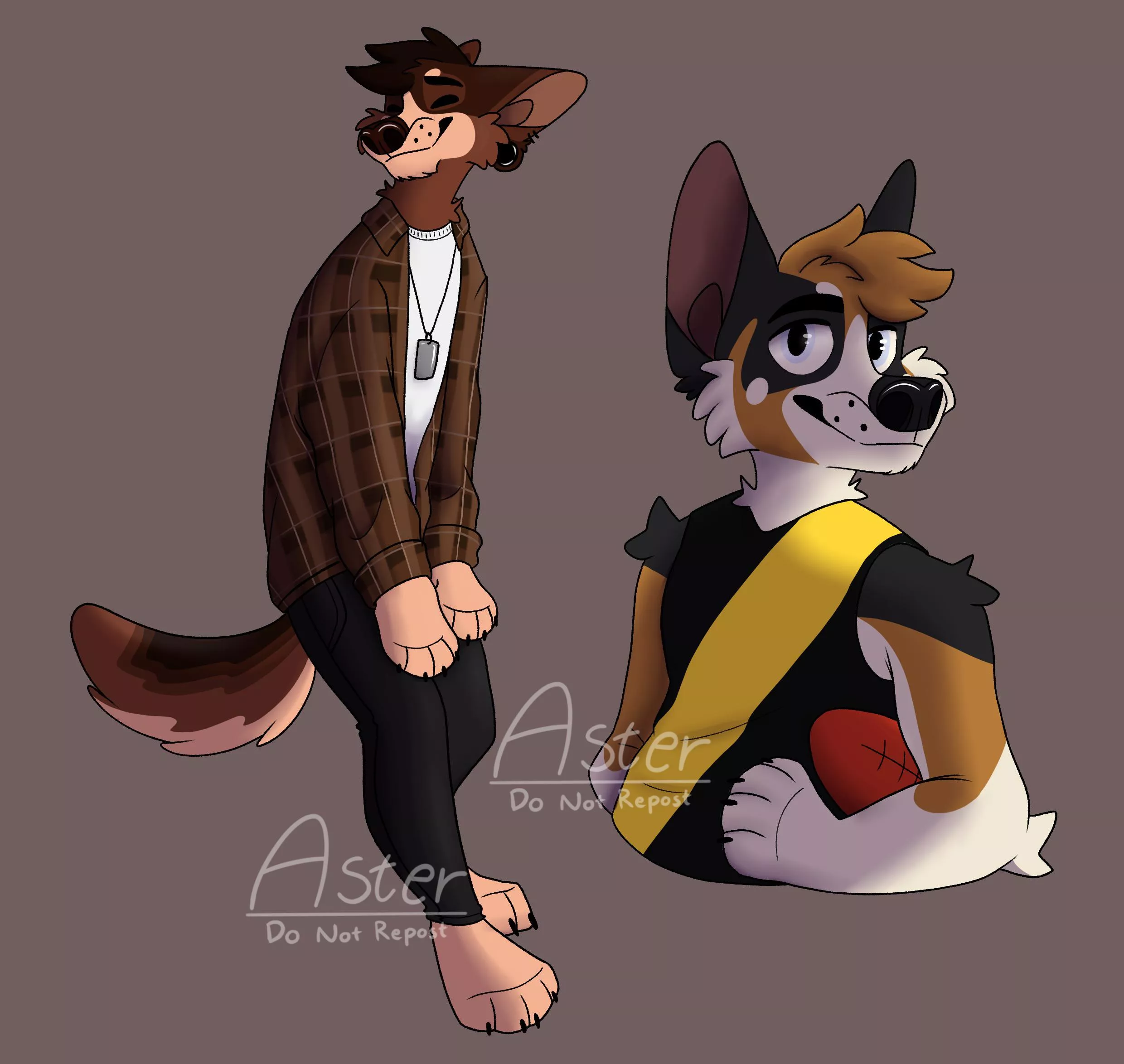 Clothing and shading practice featuring Aster and Captain posted by Aster_Heeler