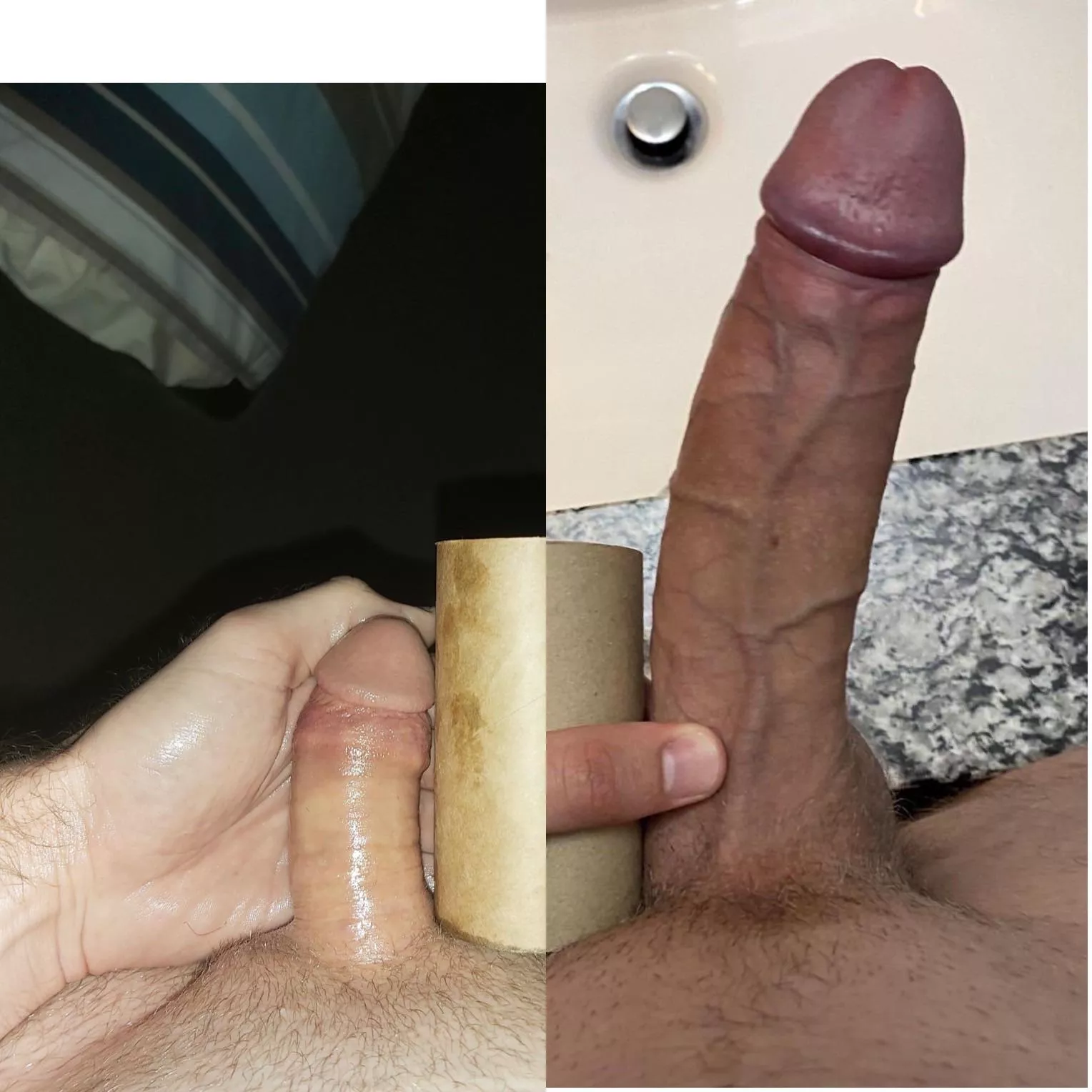 Compared to a real Alpha! It is unreal how much bigger he is, it's so humiliating to imagine his dick next to mine in real life!! I'd love to hear your guys and girls thoughts ðŸ†ðŸ¤ðŸ» posted by PleaseRuinMeX