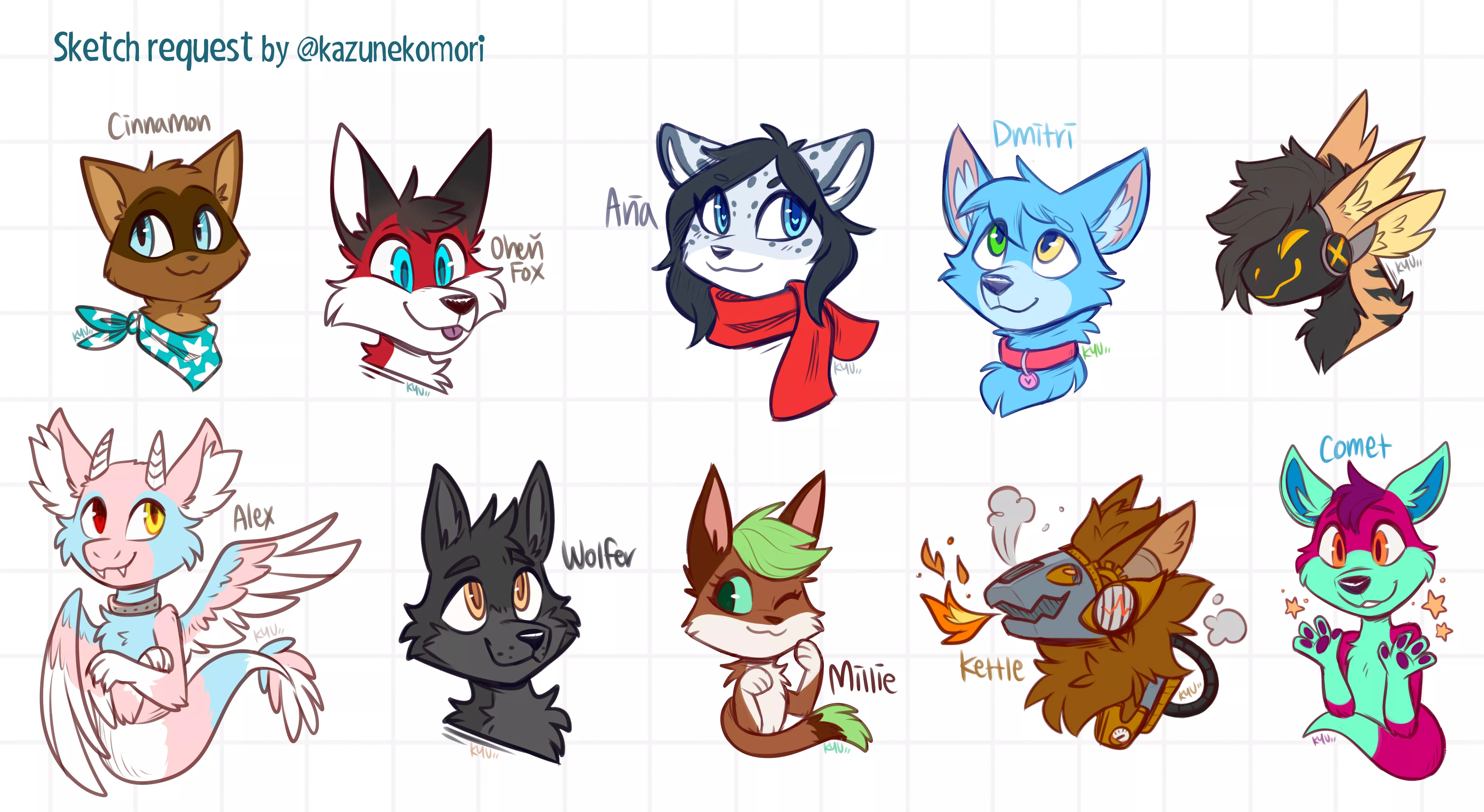 Completed sketch requests! [art by me @kazunekomori on twitter] posted by kazunekomori