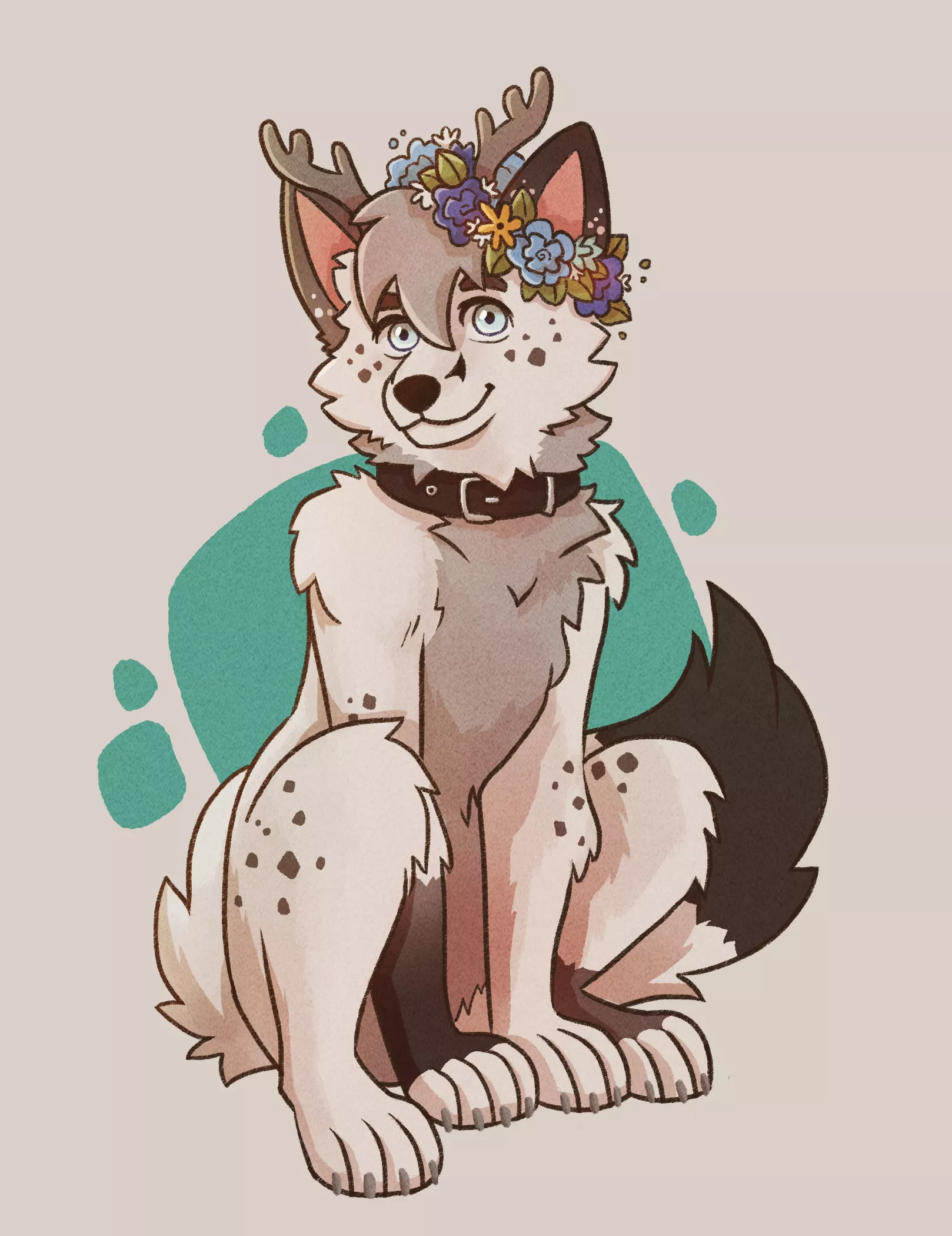 Cute fluffy deer fox with flower crown! Adorable art by u/_capycorn. Thanks! posted by GingerFluf