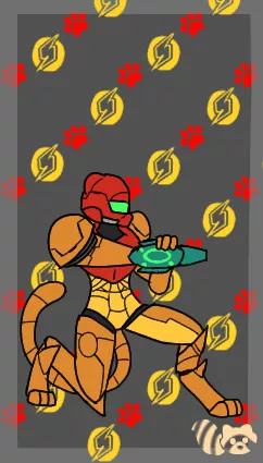 Day 3 of drawing super smash bros roster as furries:Samus(full suit) posted by Goldentrashpanda101