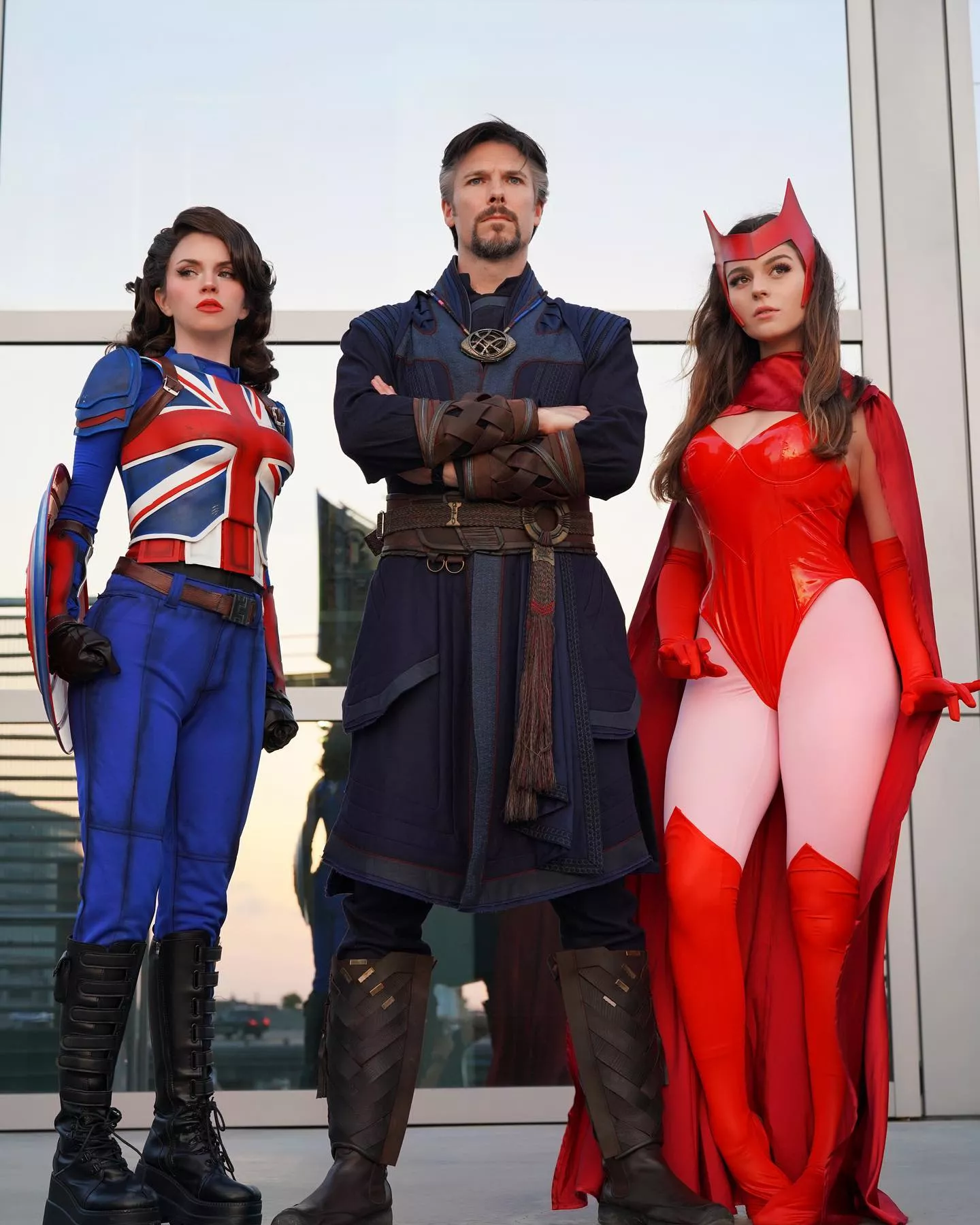 Doctor Strange, Captain Carter, & Scarlet Witch by Cumbermatch, ArmoredHeartCosplay, & Taya Miller posted by Supercosplaylover