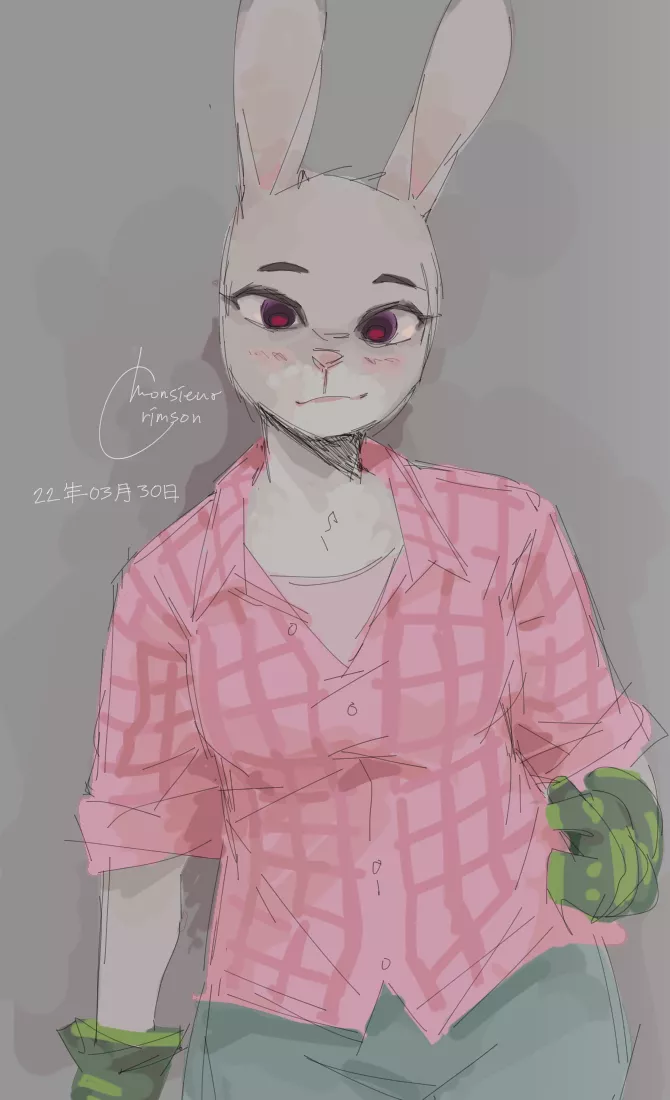 First post... drew Judy Hopps in her country side fit because ive been drawing zootopia content lately <333 posted by monsieur66