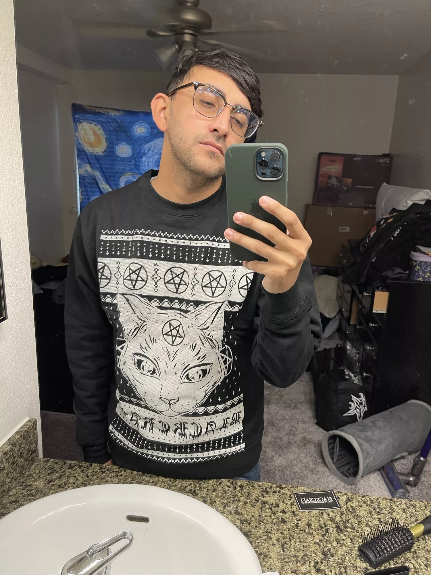 First time posting. Love when people ask if I worship Satan just because of my sweater. 😈 How is every doing? posted by jarendugah