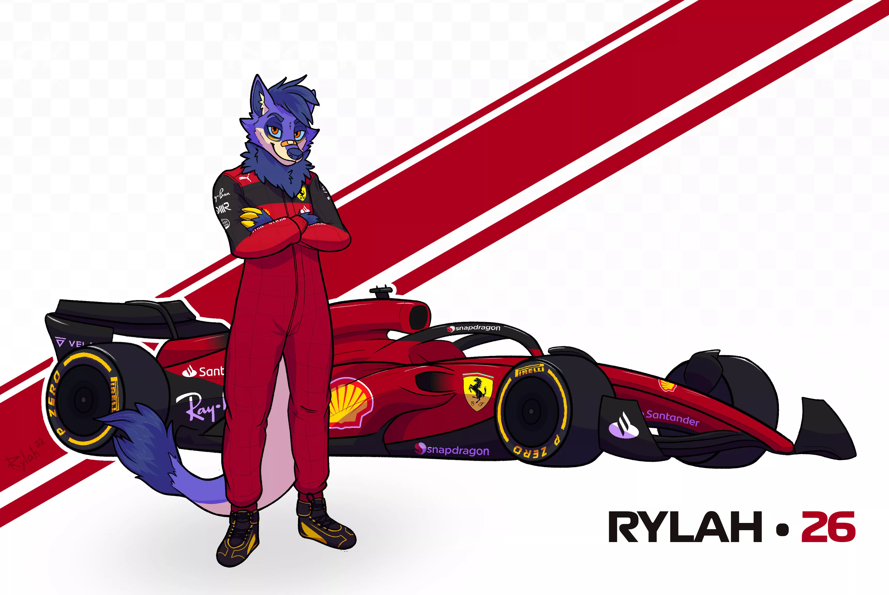 FORZA FERRARI! (Art by me, @kaijudog on Twitter) posted by kaijudog