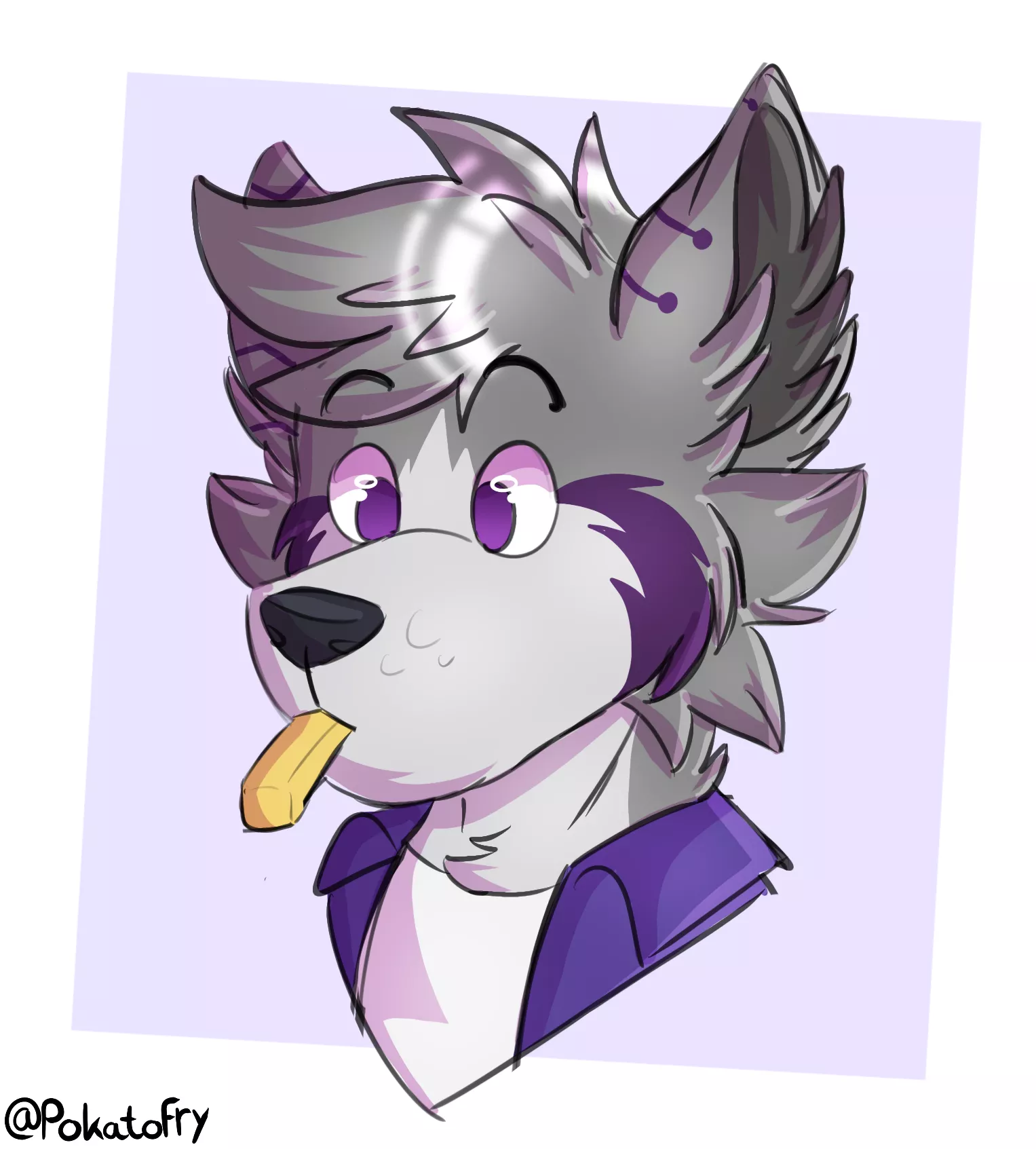 Fry Wolf (Art by me, @PokatoFry on Twitter) posted by PokatoFry