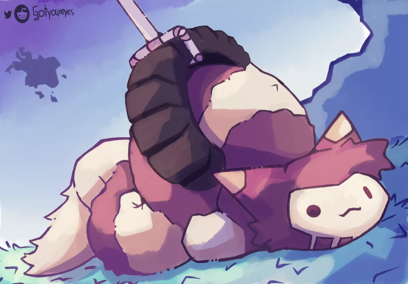 Furret on a swing! (art by me!) posted by gotyoureyes