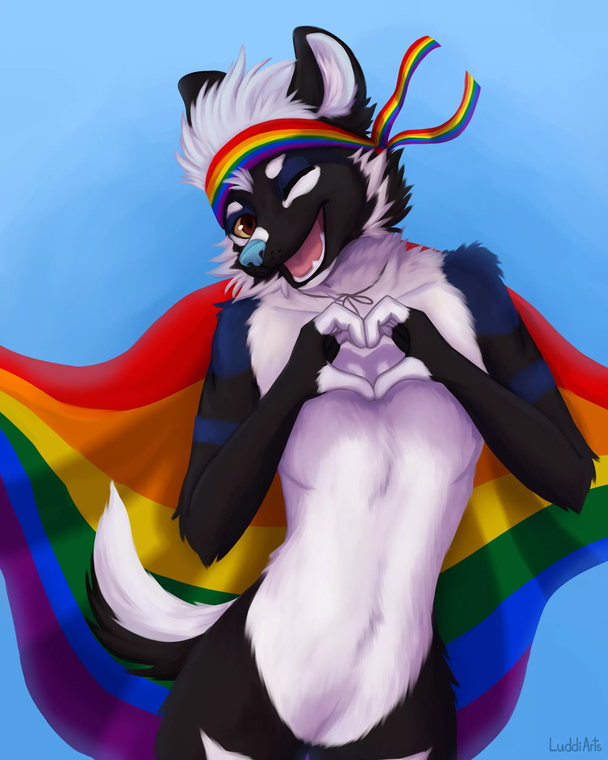 he gay and he proud of it (@luddiarts on Twitter) - Pride Ych posted by luddiarts