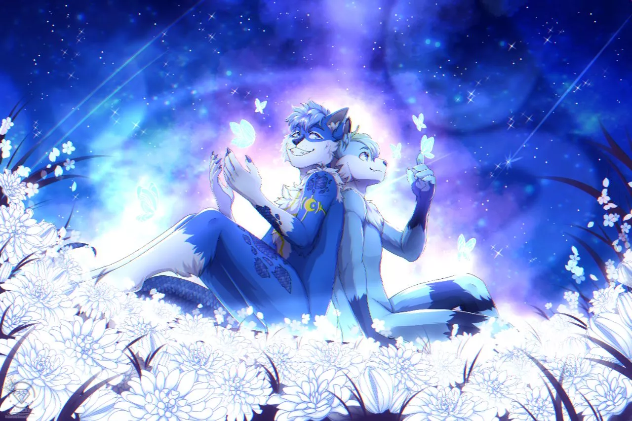 HELLO MY FURRY LOVESSSS!!!! 💙Art by me💙💙commission for Jazzy💙 I had so much fun again and with TWO blue boys this time *w* im crazed for blue xD im really happy with how this one turned out! I hope you all enjoy the starry boissssssss :3 💙 posted by OCDiamondDazzel