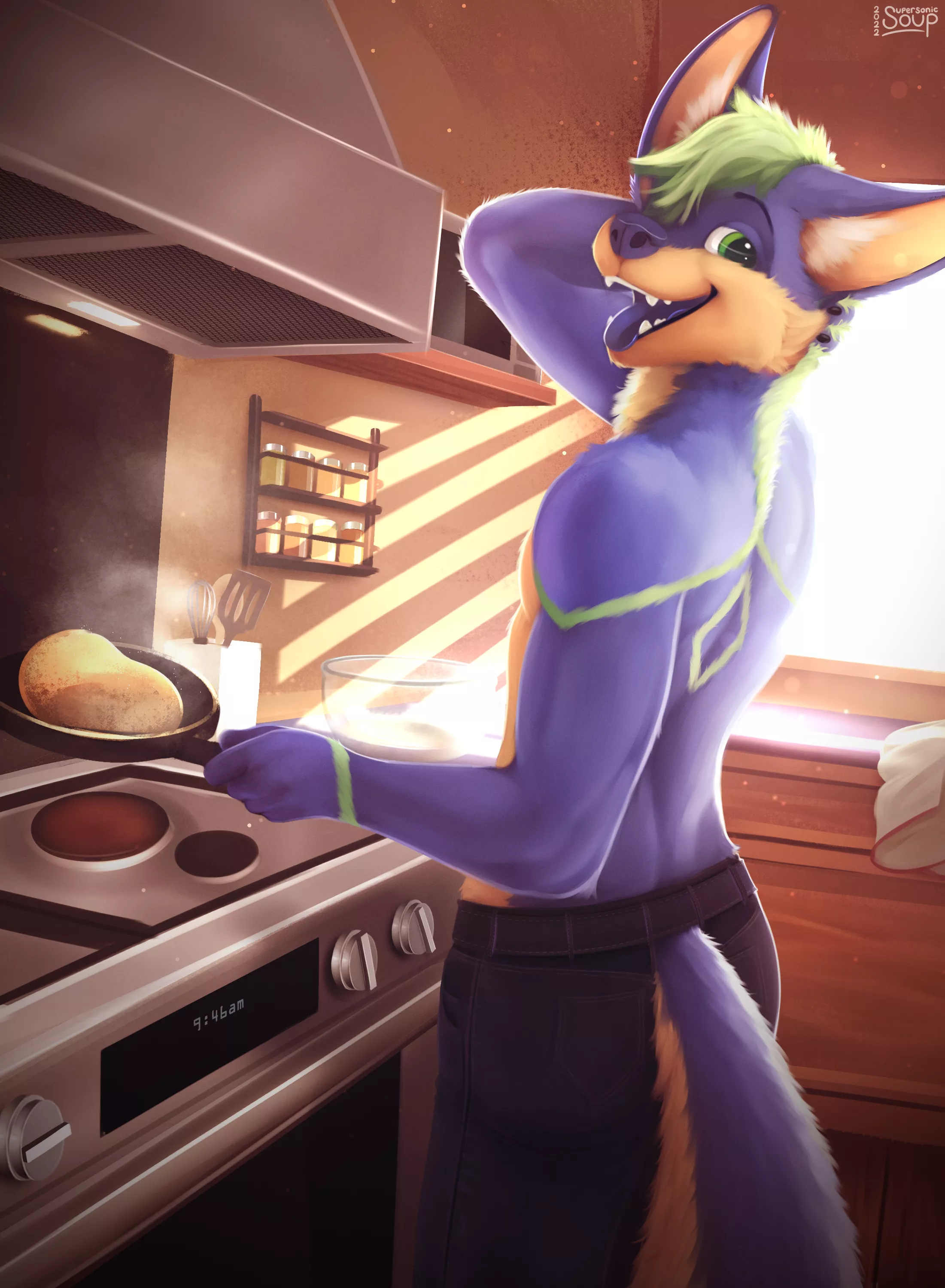 Hey! How many pancakes d'ya want? 🥞 (Art by me, @SupersonicSoup) posted by SupersonicSoup