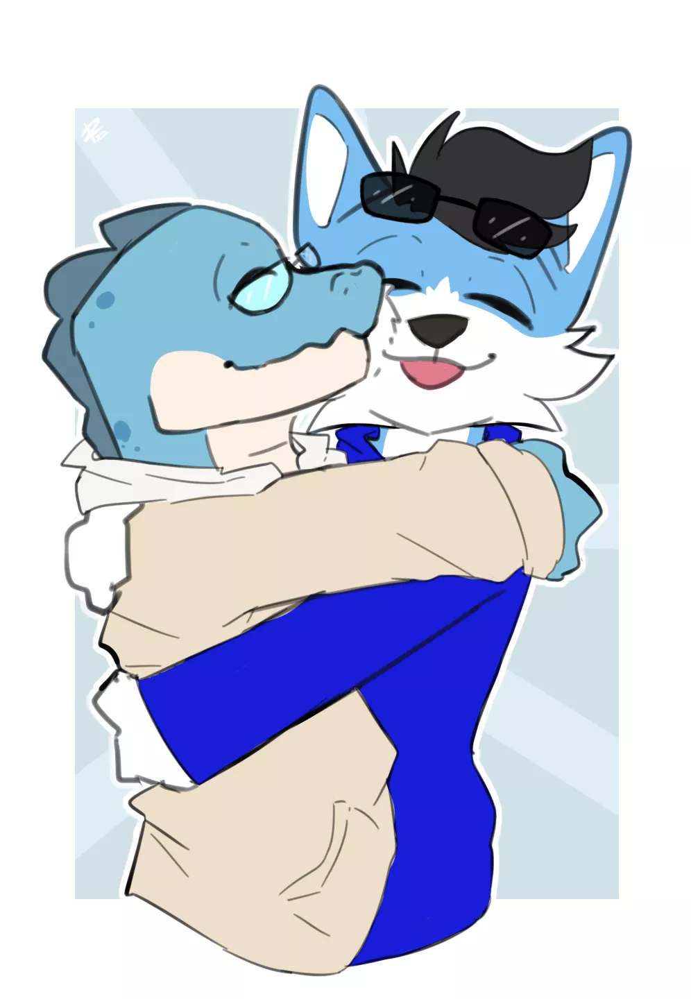 Hugging~ (Art by me @Jax_Collie) posted by Frizzeldz