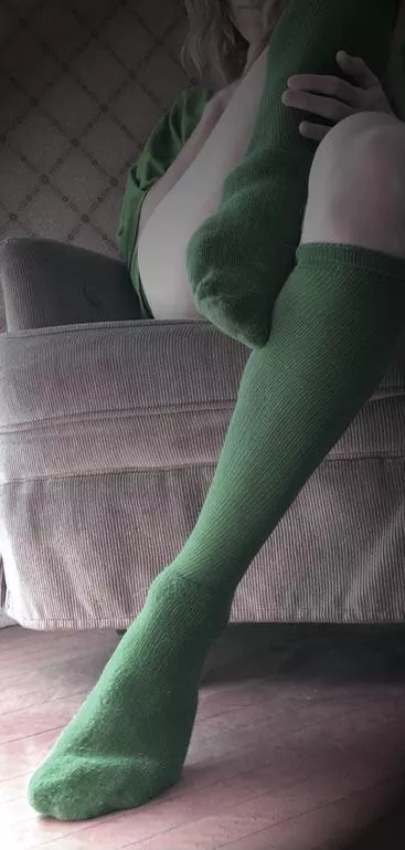 I love [m]y comfy green socks. :) posted by JJSpiceSpice