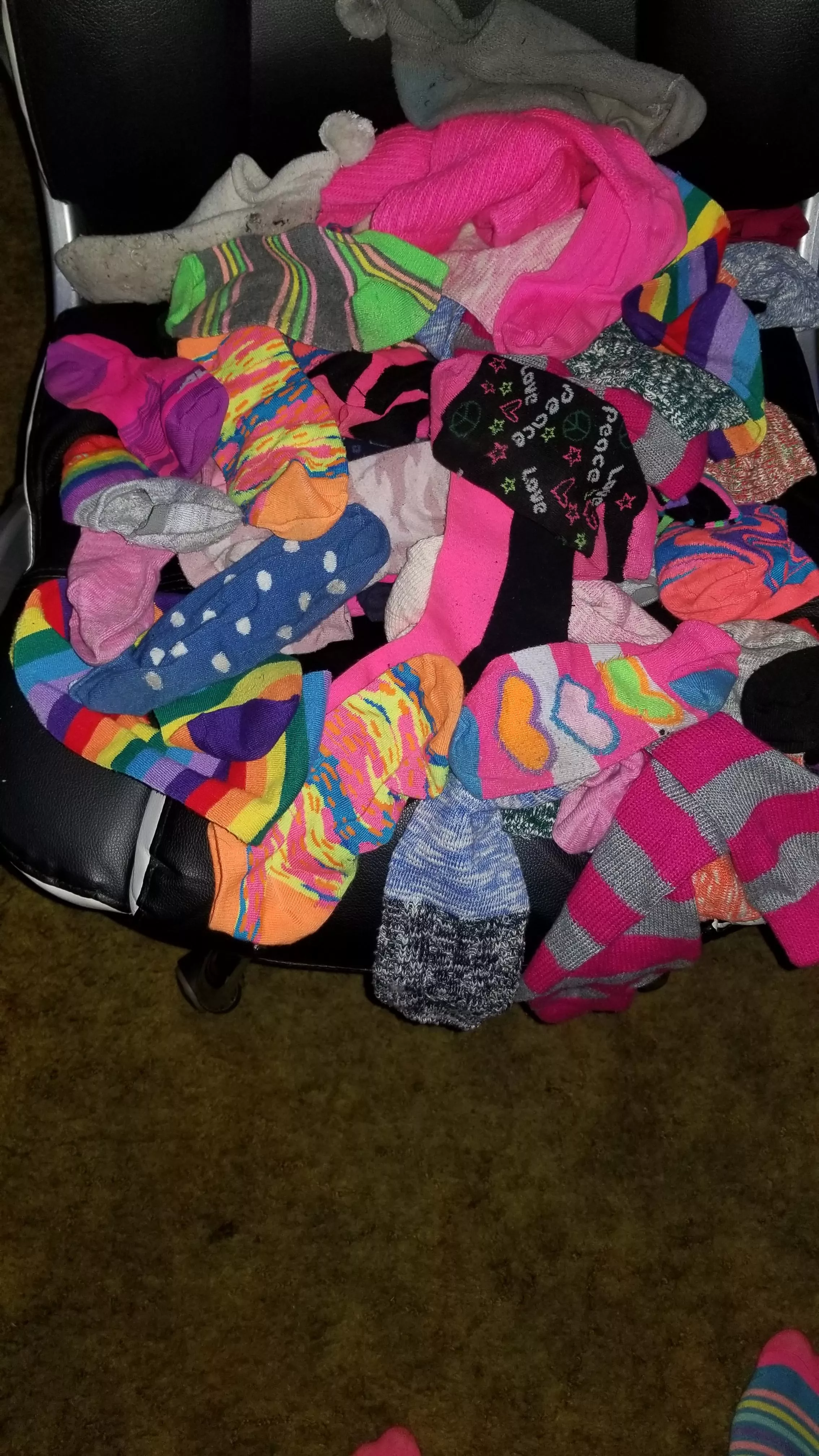 Just love my socks..time to match an put away . posted by sissyLisa73