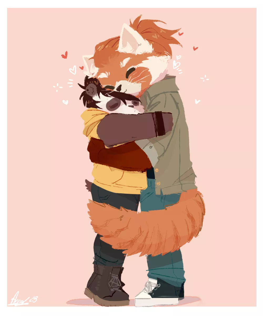 Little panda couple || Art by me posted by Apple_Aneh