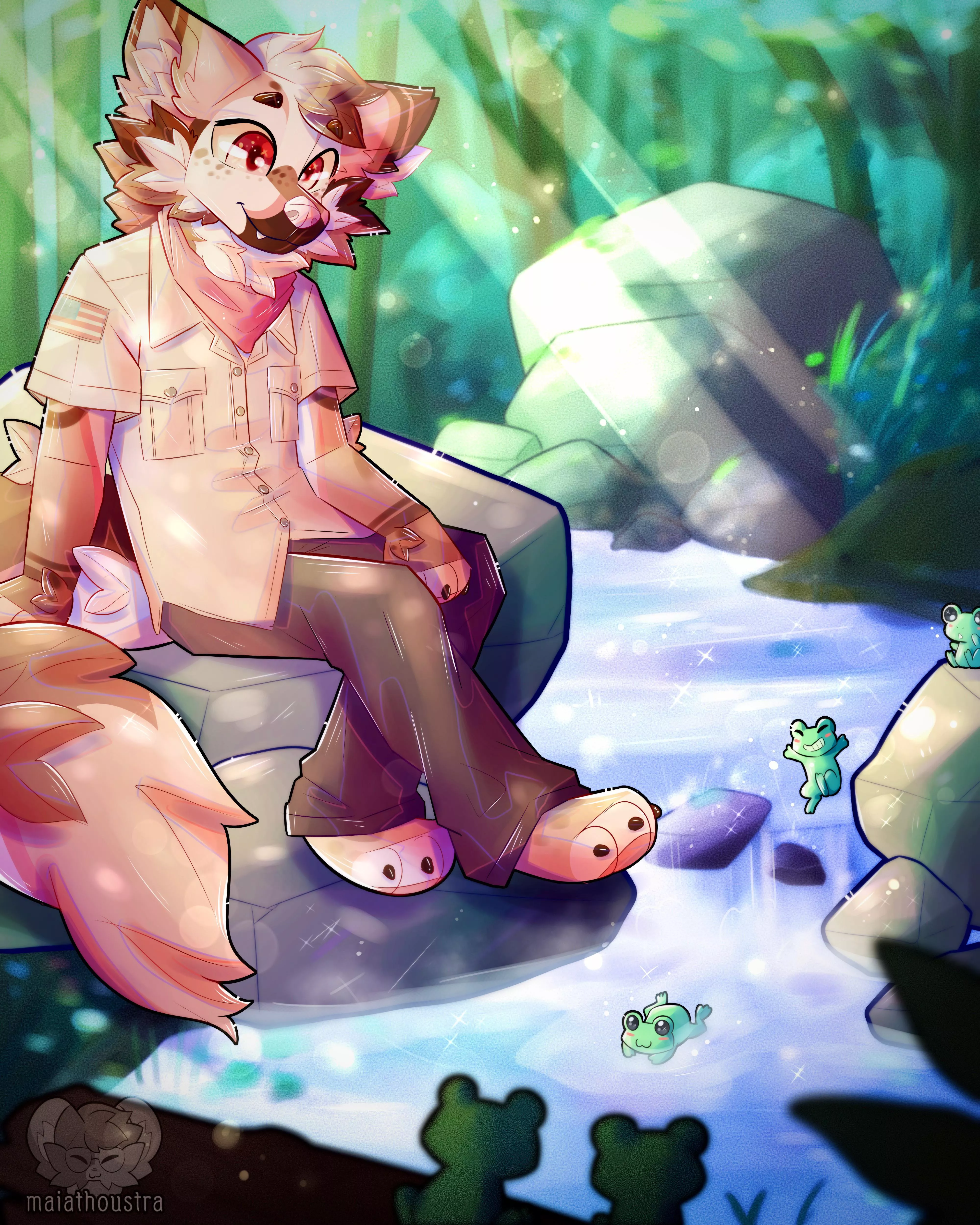 Looking at the frogs ~ comm for Subject, art by me @maiathoustra posted by maiathoustra