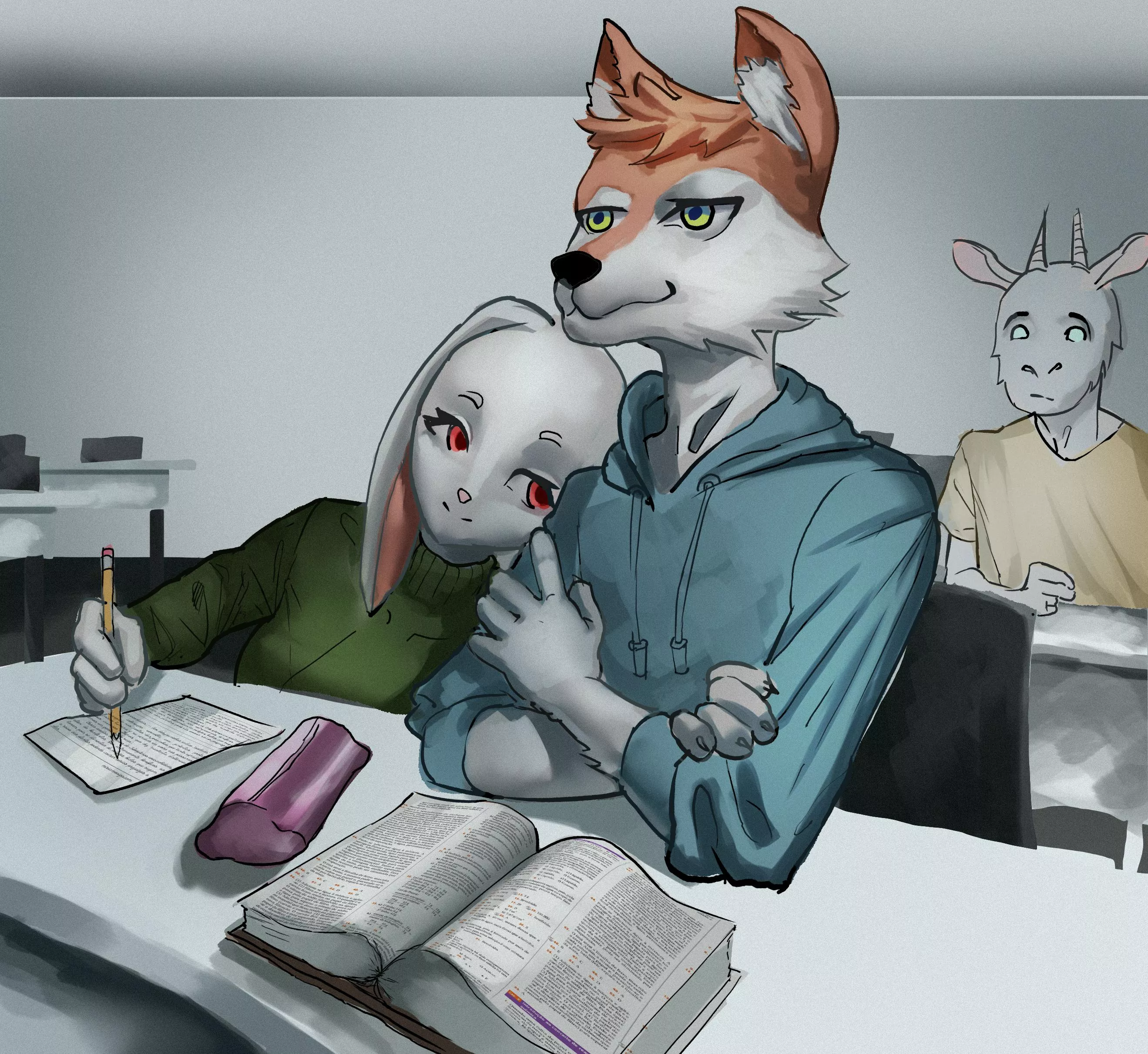 love on college (art by me @Leoncoelhoc on twitter) posted by LeonCoelhoArt