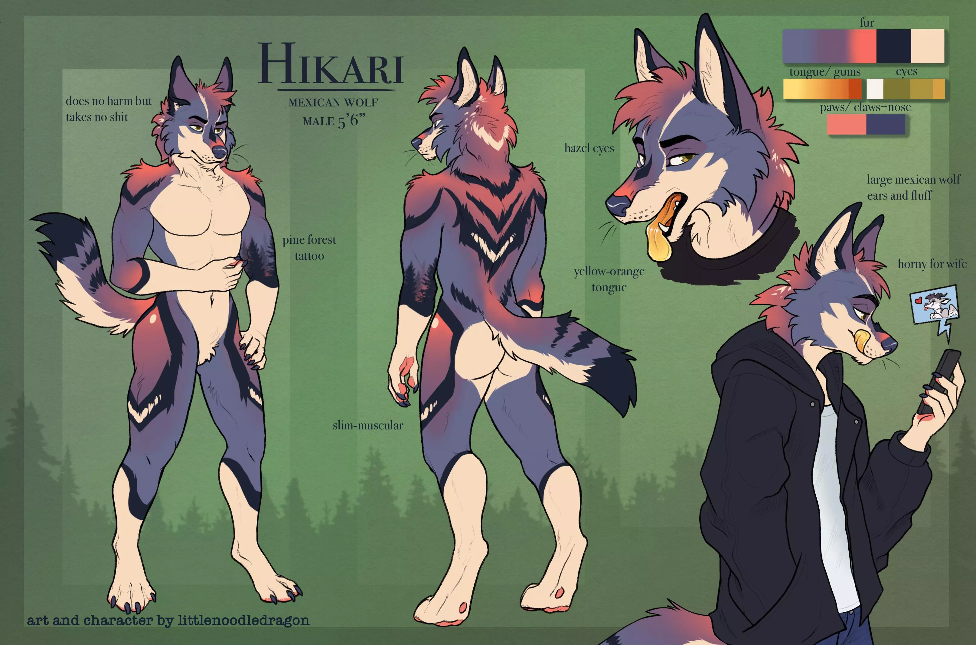 Made my husbands OC a fresh ref! [art by me] posted by littlenoodledragon