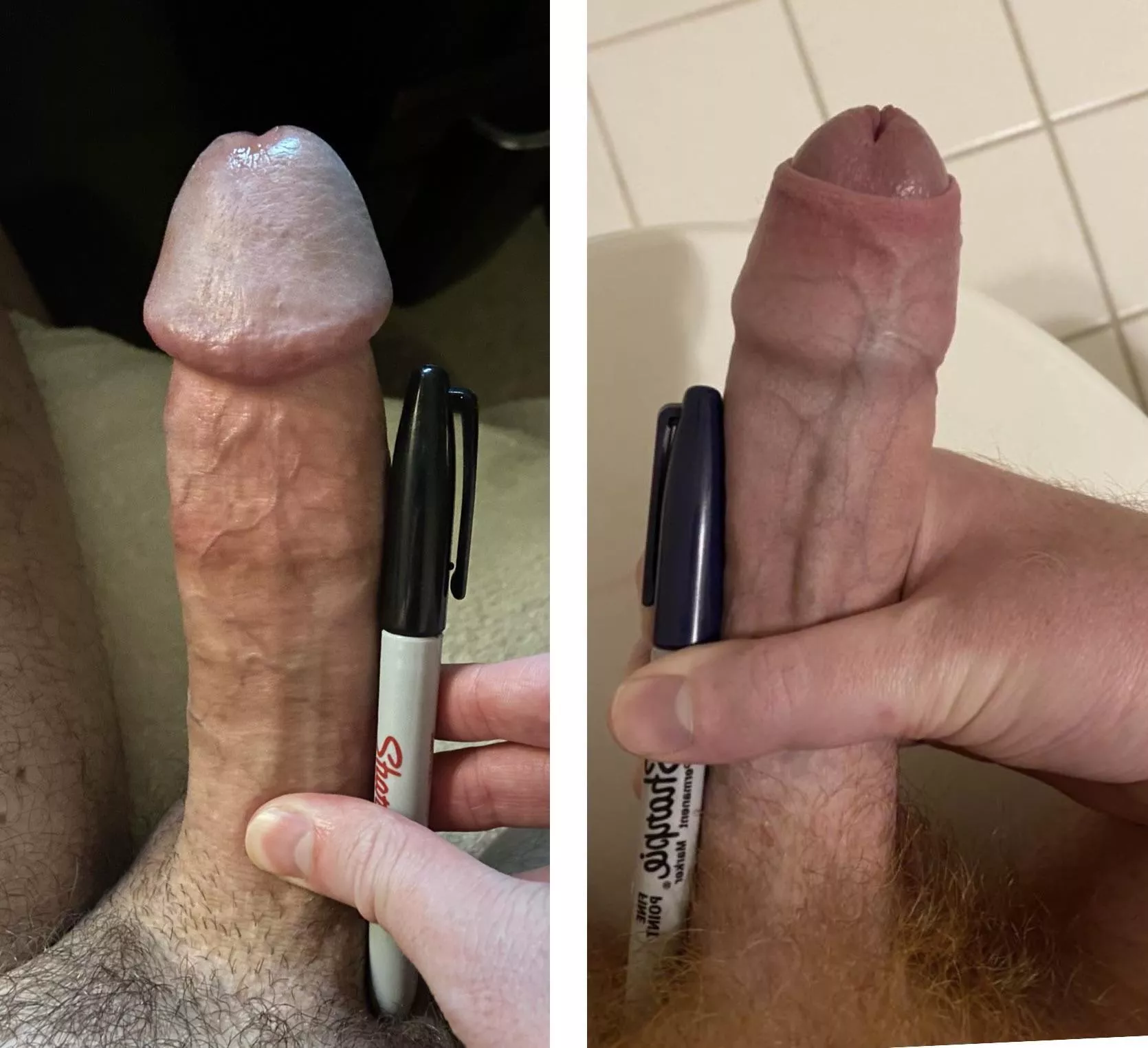 Me and another hung bro comparing our big dicks. Mine is on the left. posted by ezmode8967