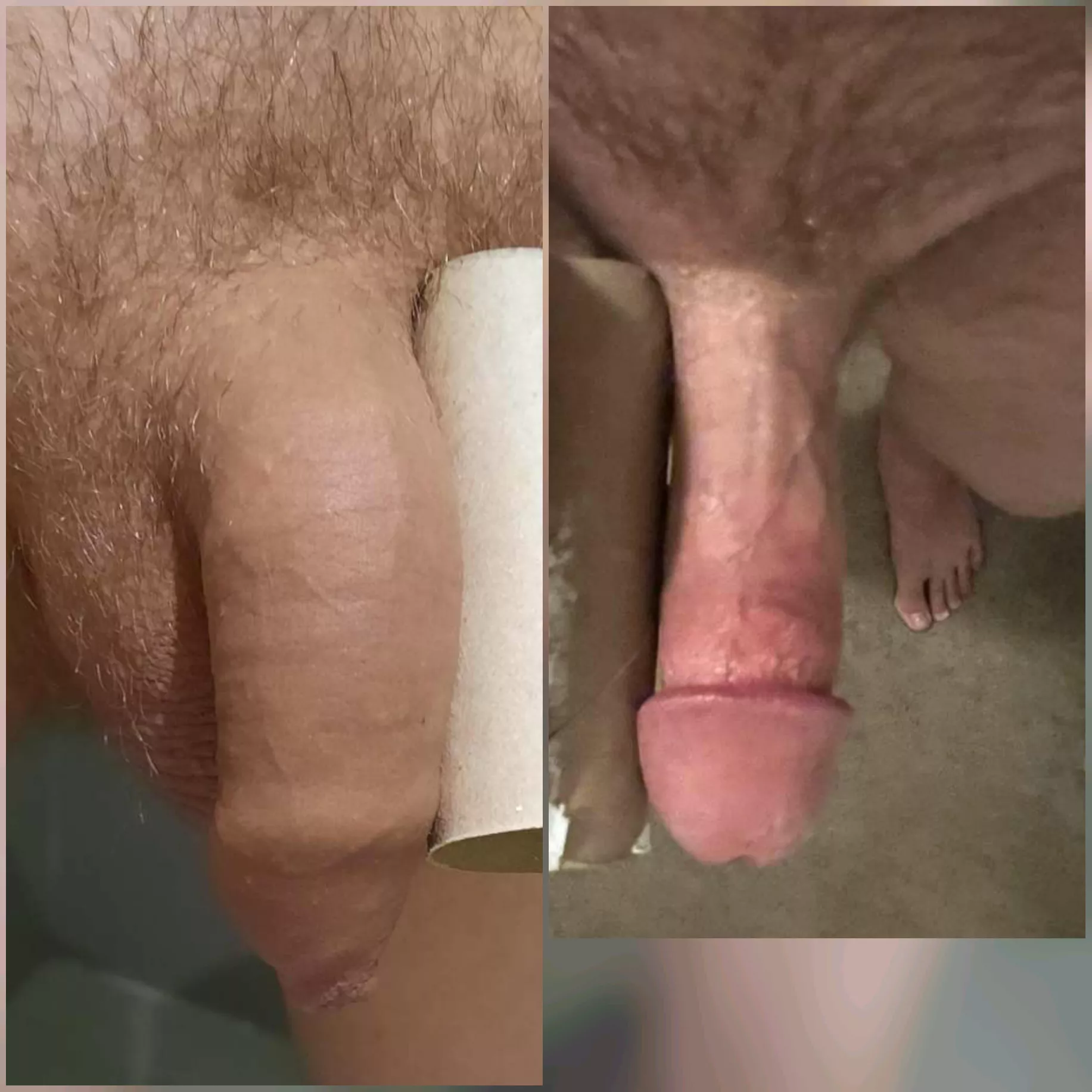 Me vs. u/smallpp45 compared, my soft vs. his hard cock ðŸ˜ Haha my softie outsizes his hard size posted by Low-Fox-3366