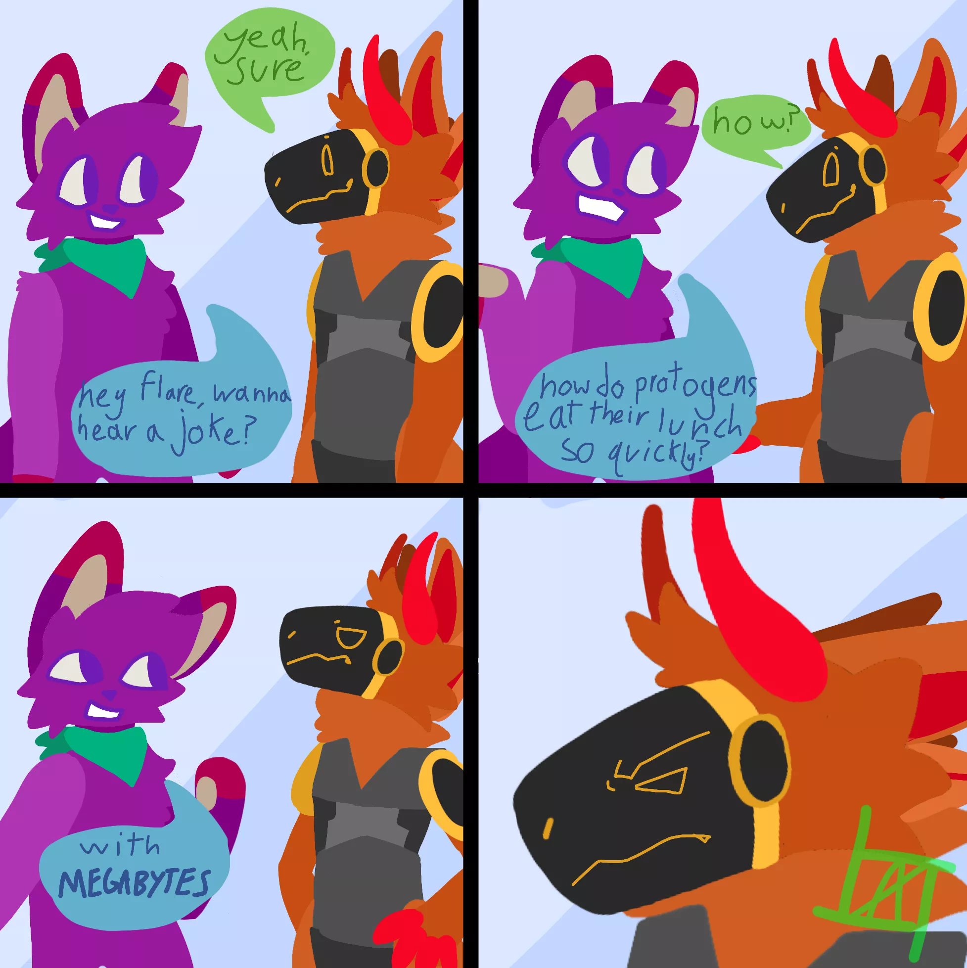 Megabytes (drawn for me by HydroKitten#1349 on discord) posted by redfox835