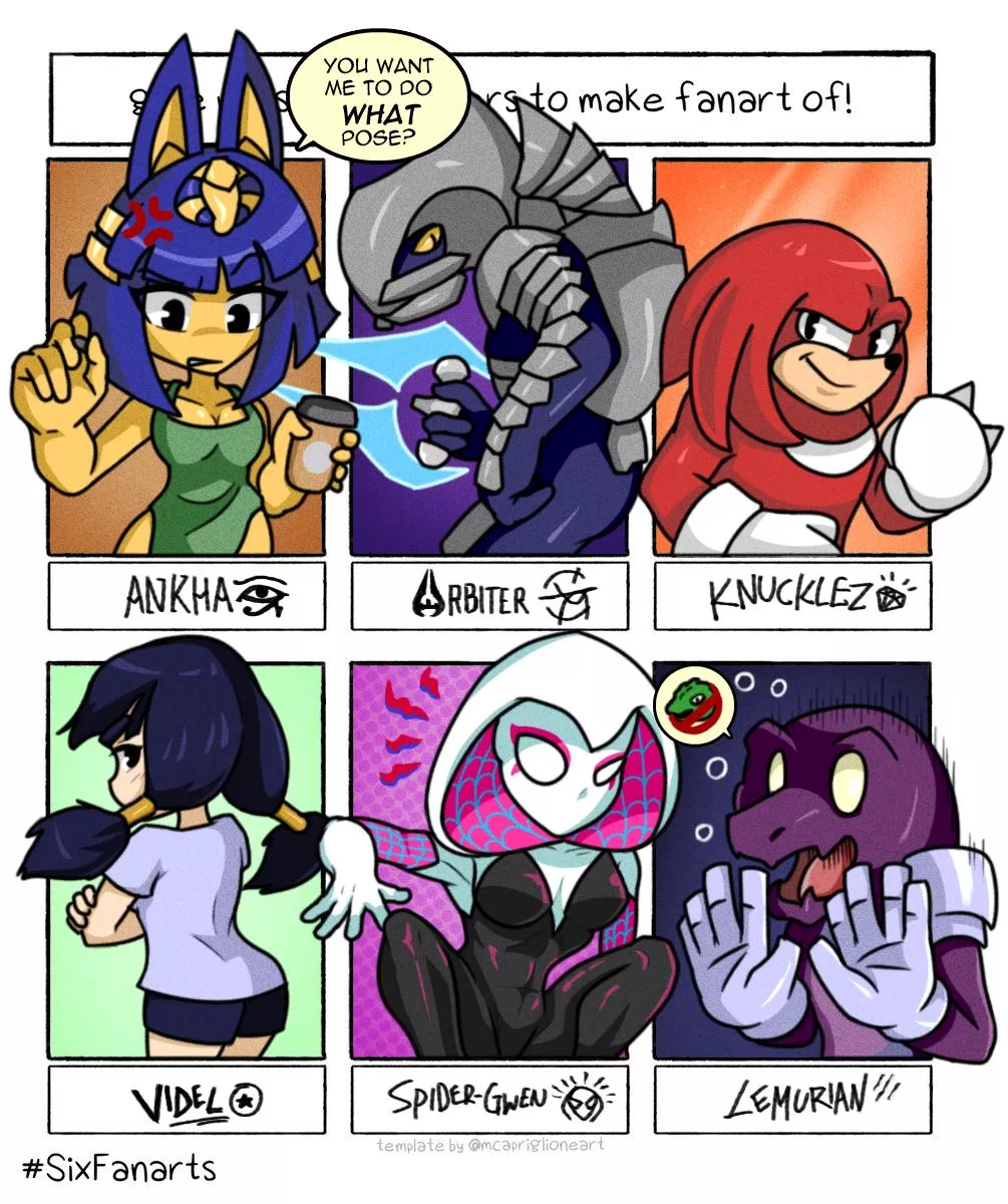 More characters I drew for the SixFanarts challenge (art by me @angrycaboose) posted by AngryCaboose