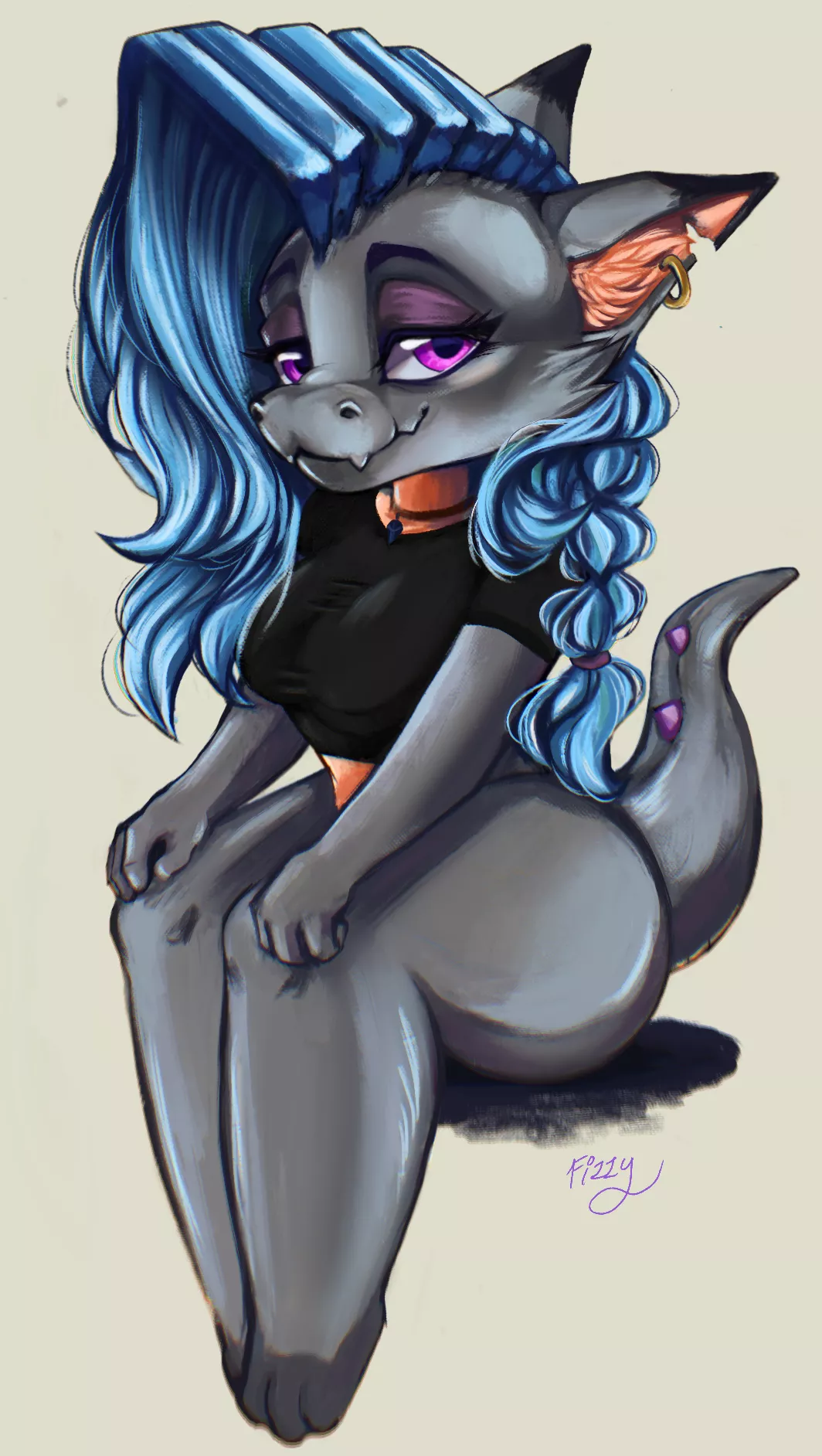 My cat/dragon hybrid, Kitty. Art by me posted by fizzywerekitty