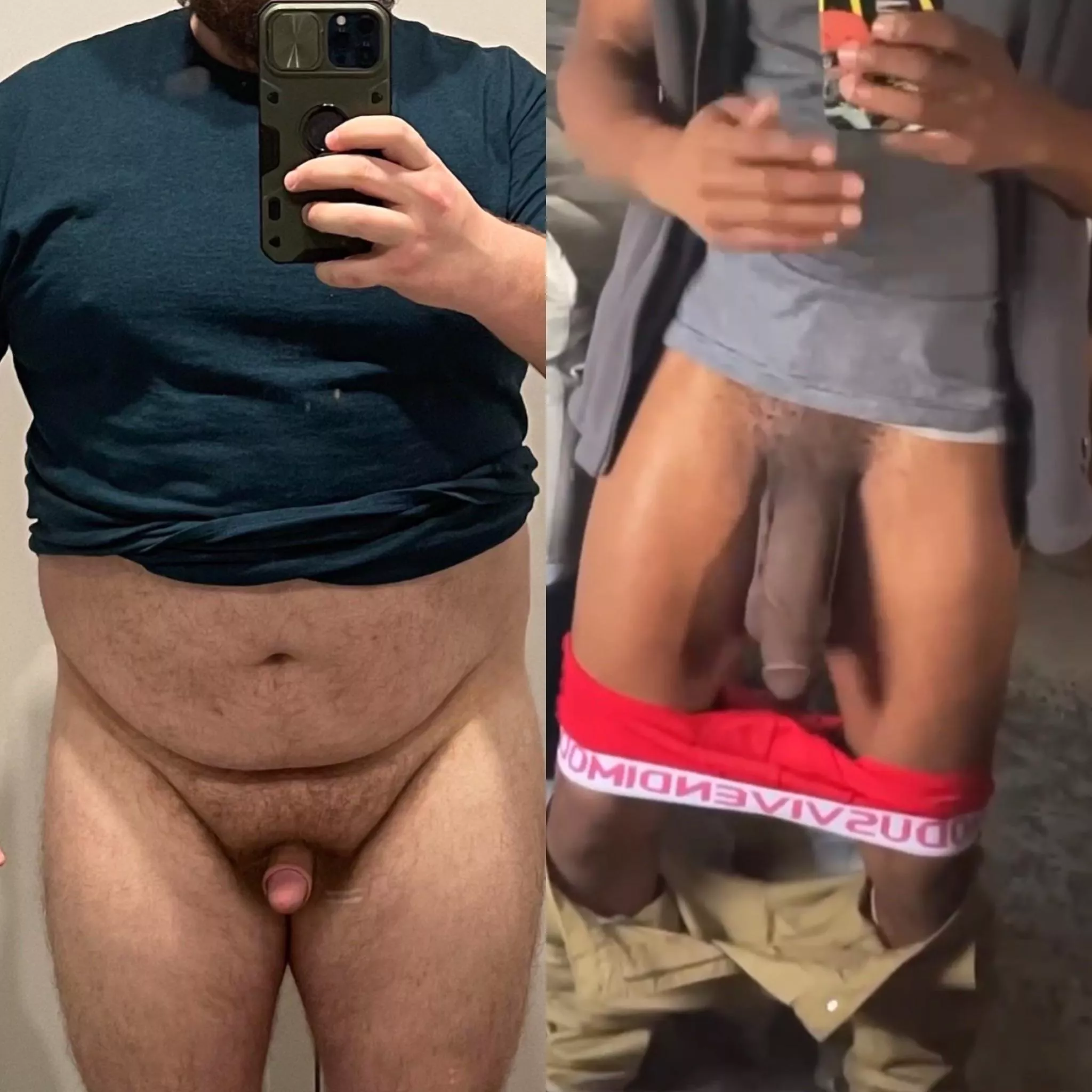 My cock [left] vs the guy who pounded me out last weekend [right]. posted by B40N1