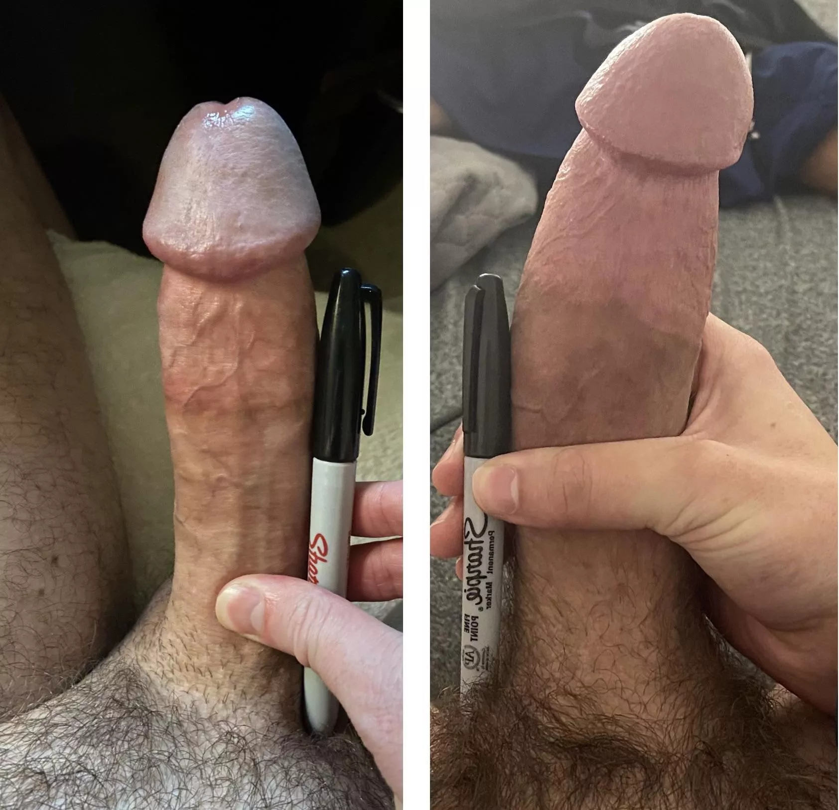 My cock (left) vs u/horsedickteen. Got completely humbled. What 7x5 vs 8x6 looks like posted by ezmode8967