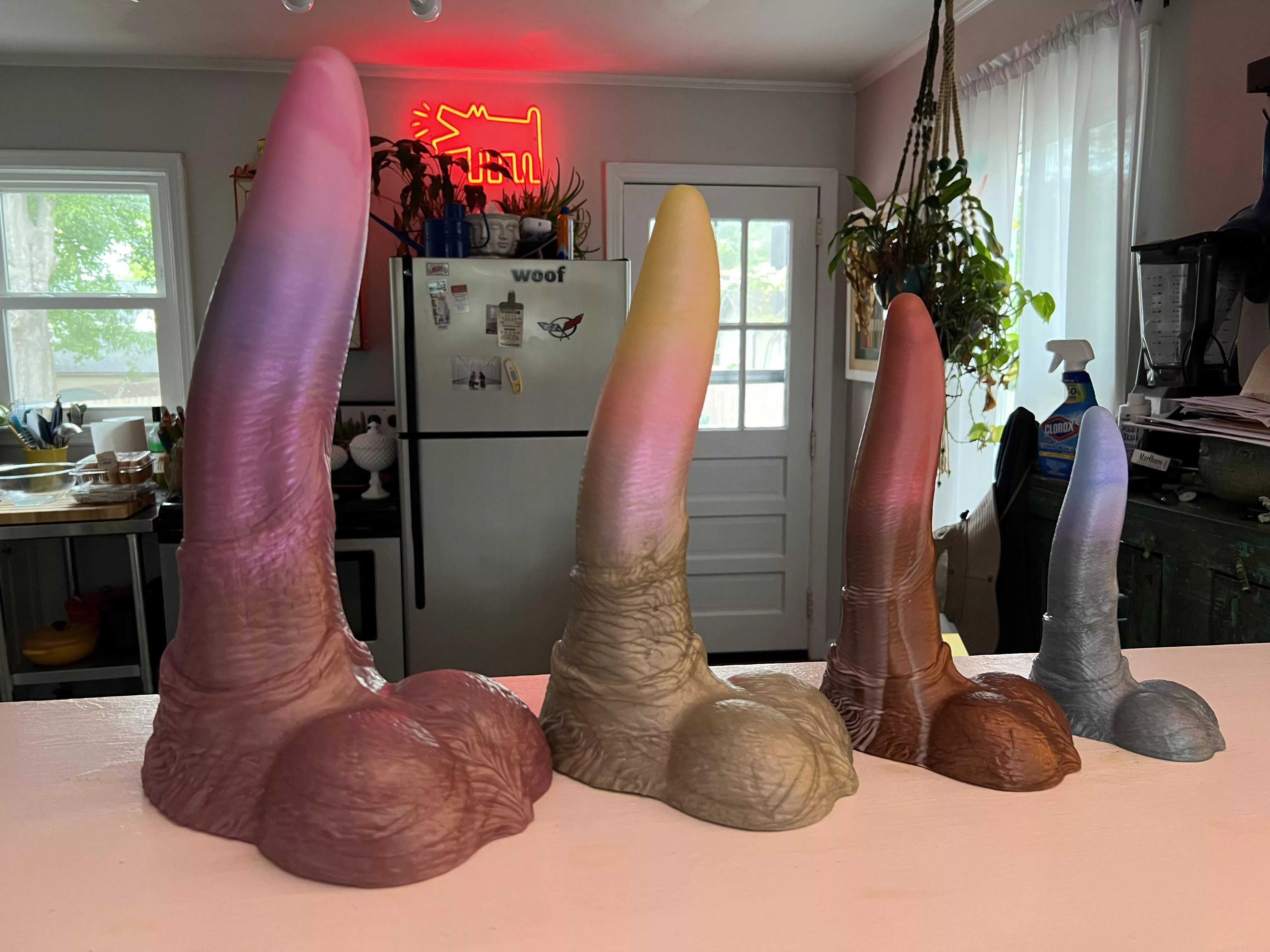 My custom Sveinn family is finally all together! XL in Prim Rose, L in Proper Belle, M in Sveinn’s signature, S in Angelic Mist. posted by Chub4Kink919