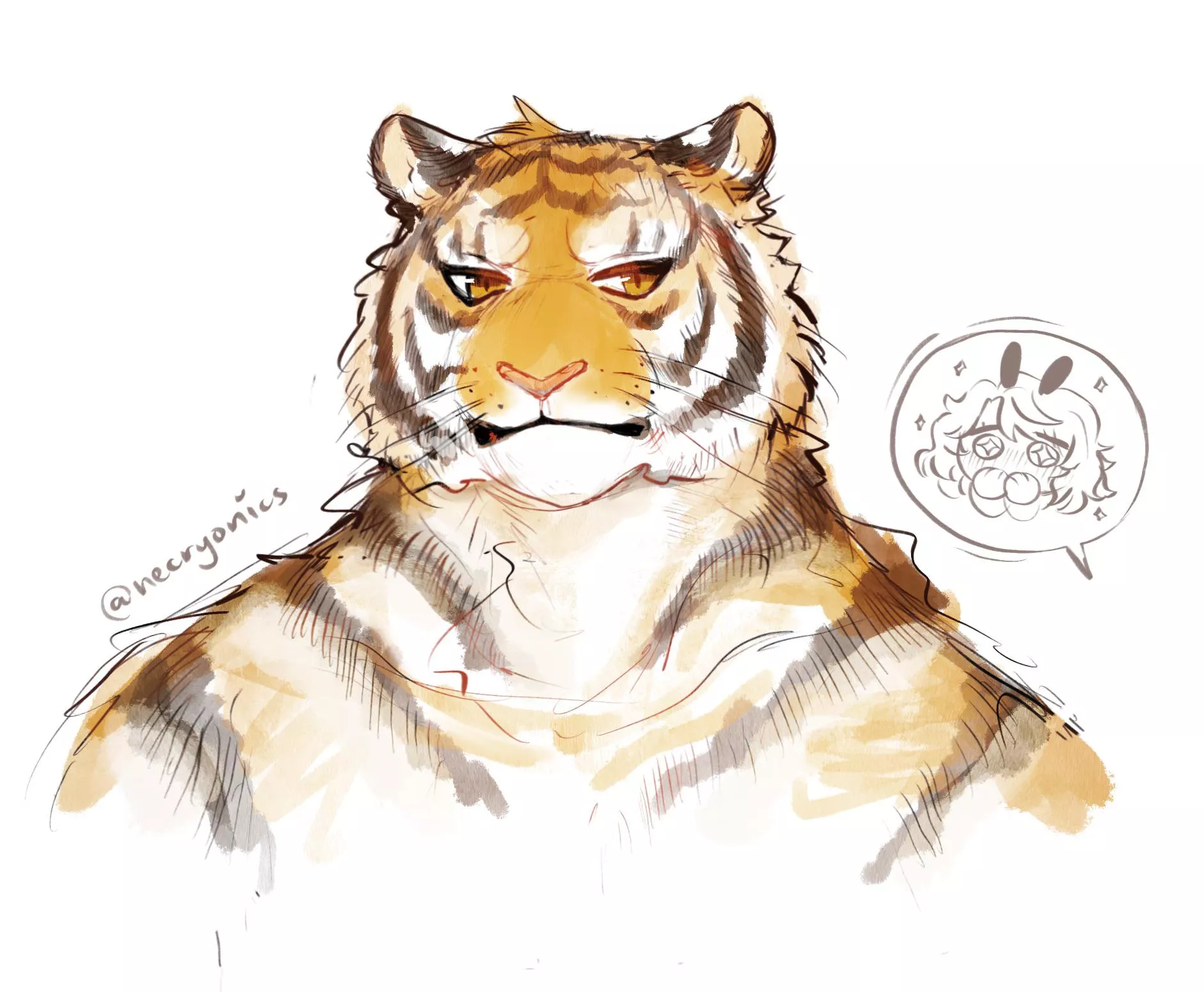 my first attempt at trying to draw a handsome tiger man ✨👀 posted by necryonics