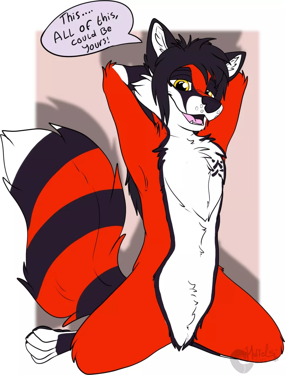 My foxy sona Kentaro asking for chest and belly rubs [by Huffels_Artz on FA] posted by kacpertakasaki