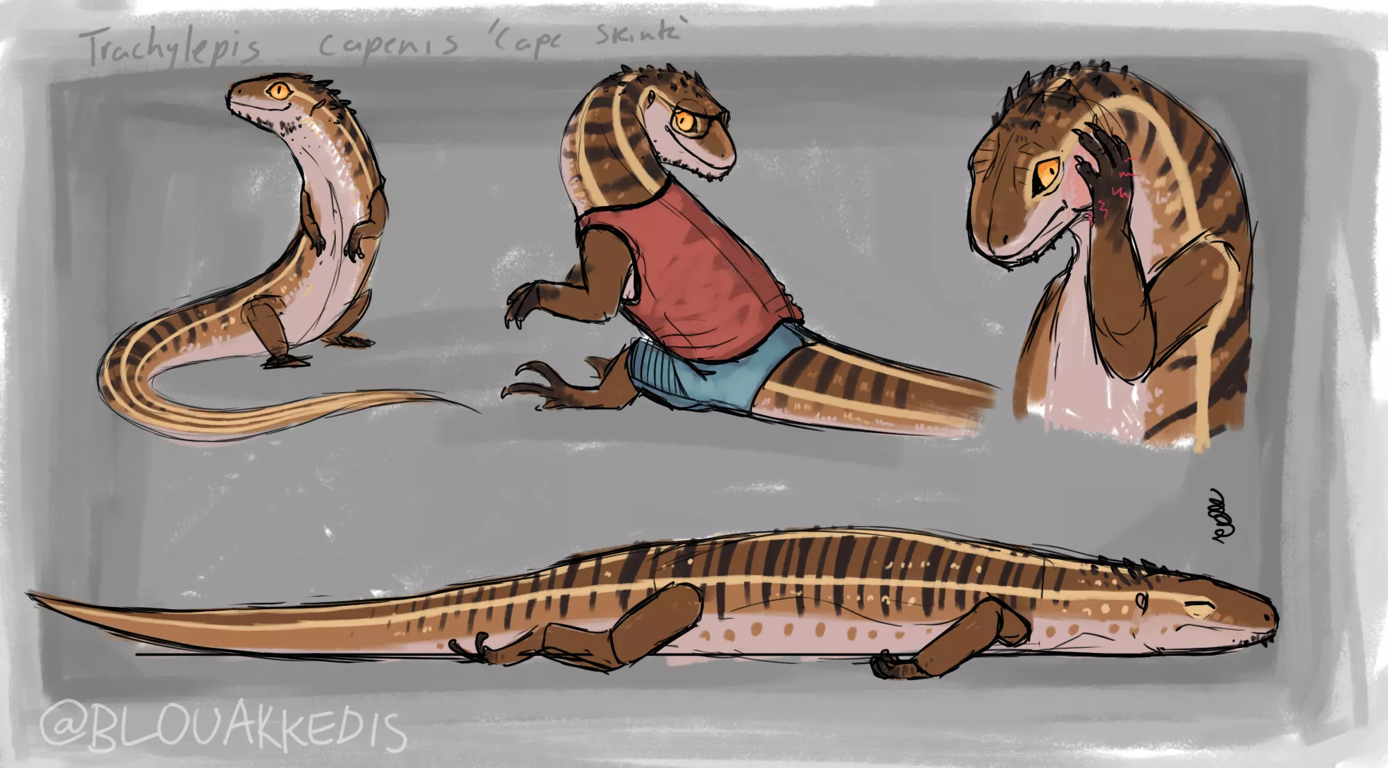 my unnamed skink sona, any suggestions? (art my me) posted by BlouAkkedis