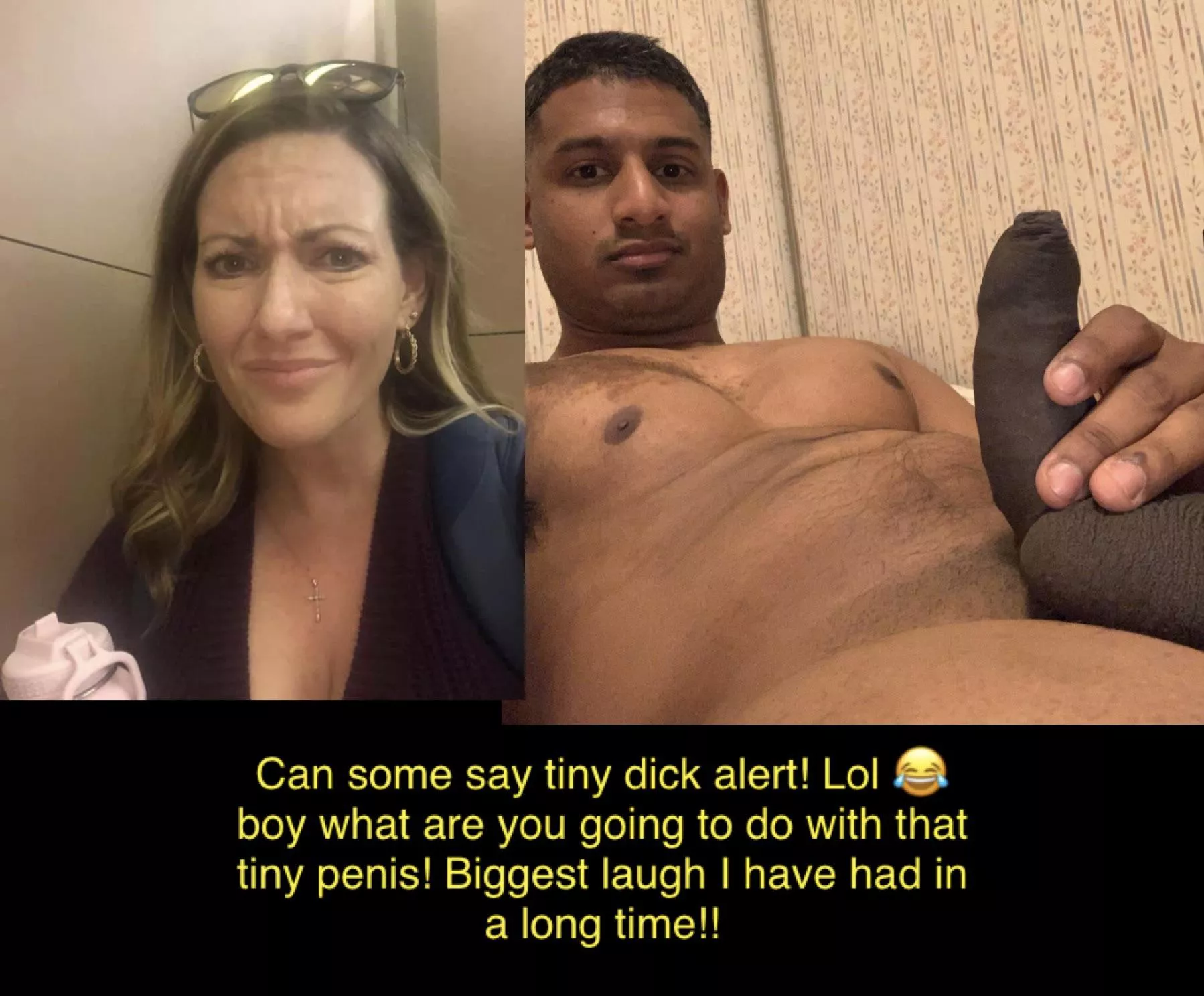 Omg I just canâ€™t!! ðŸ˜‚ why do Indian men act like they can comepete with black men I just donâ€™t get it! I laughed so hard when I got this pic from this guy! I told him I only fuck with 10 plus inches not 3 millimeters! He never responded lol!! posted by cowgirltally