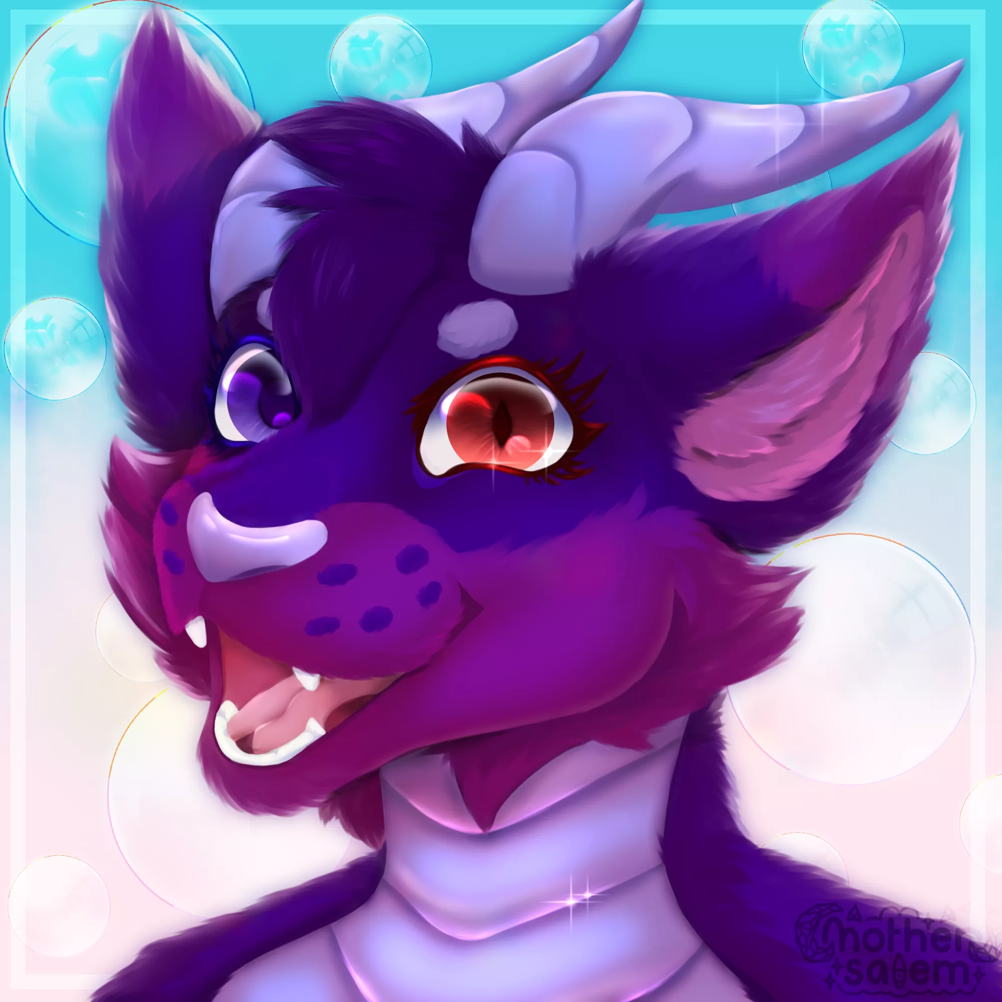 Painted Dragon Kitty Headshot for a raffle i did! (art by me, MotherSalem !) posted by MotherSalem