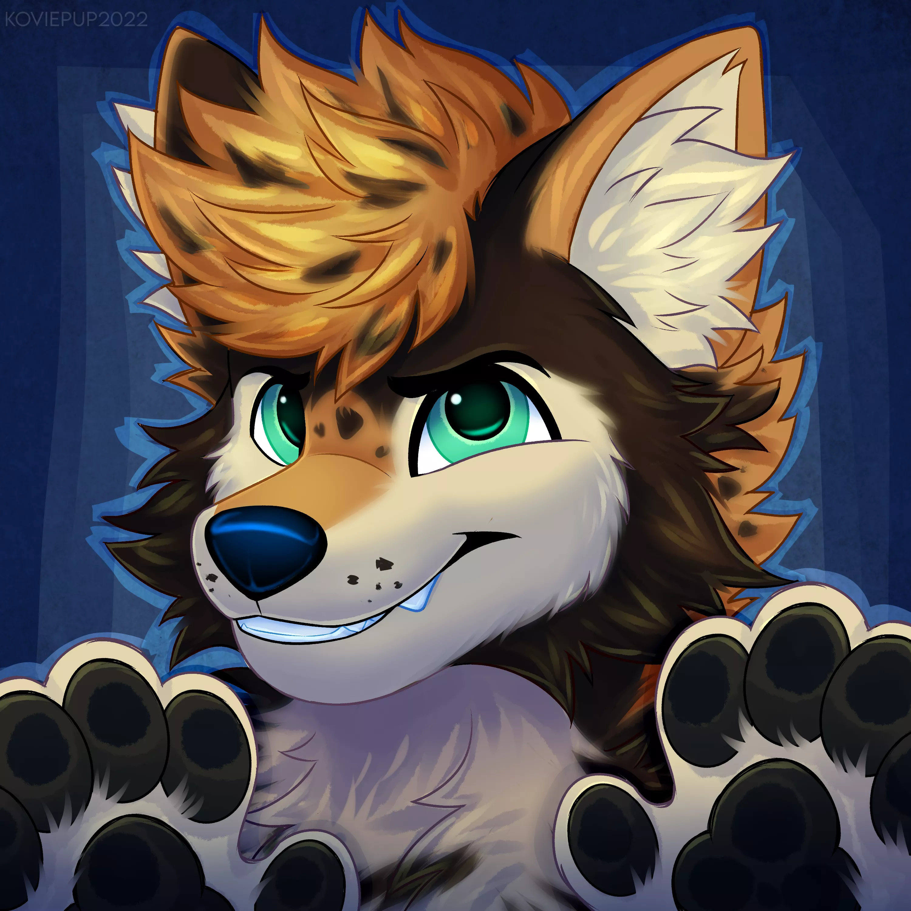 Paws up! [art by me, KoviePup] posted by Kovied