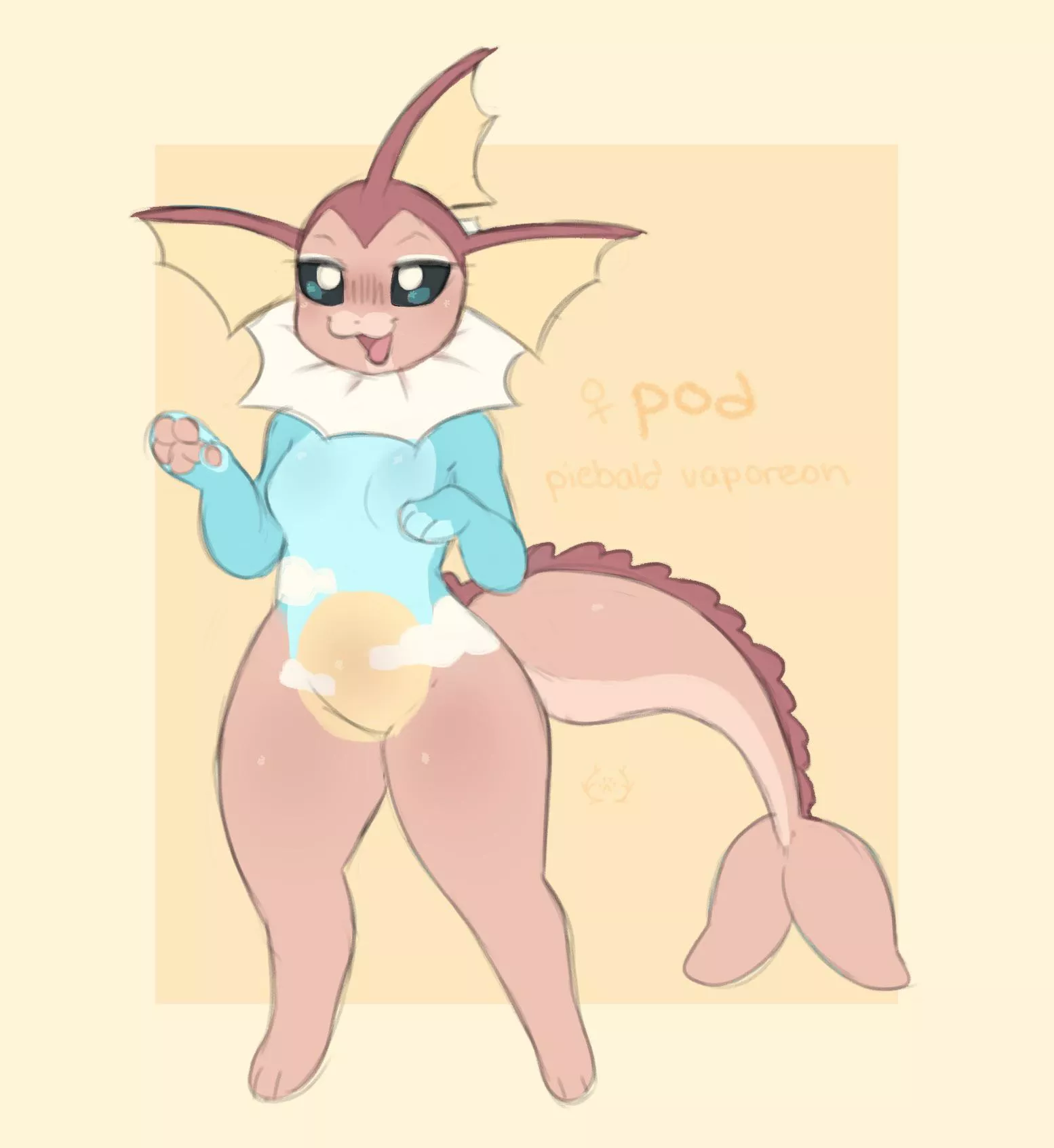 Pod the piebald vaporeon 💖🐳 (art + design by me) posted by bughxgs