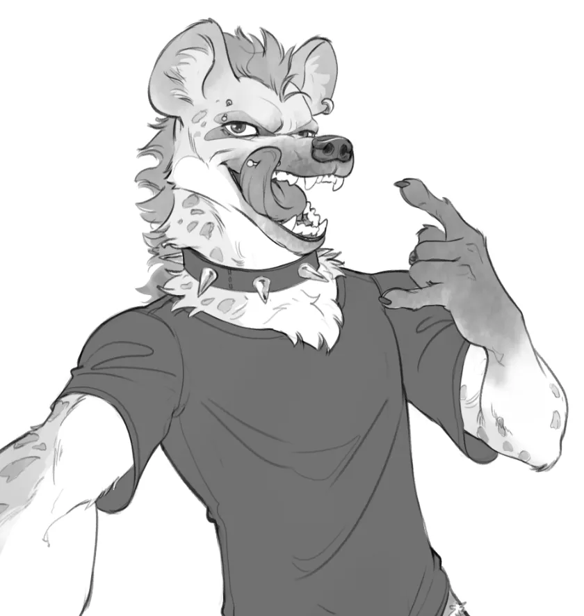 Punk hyena dude in progress posted by gabrielkblo