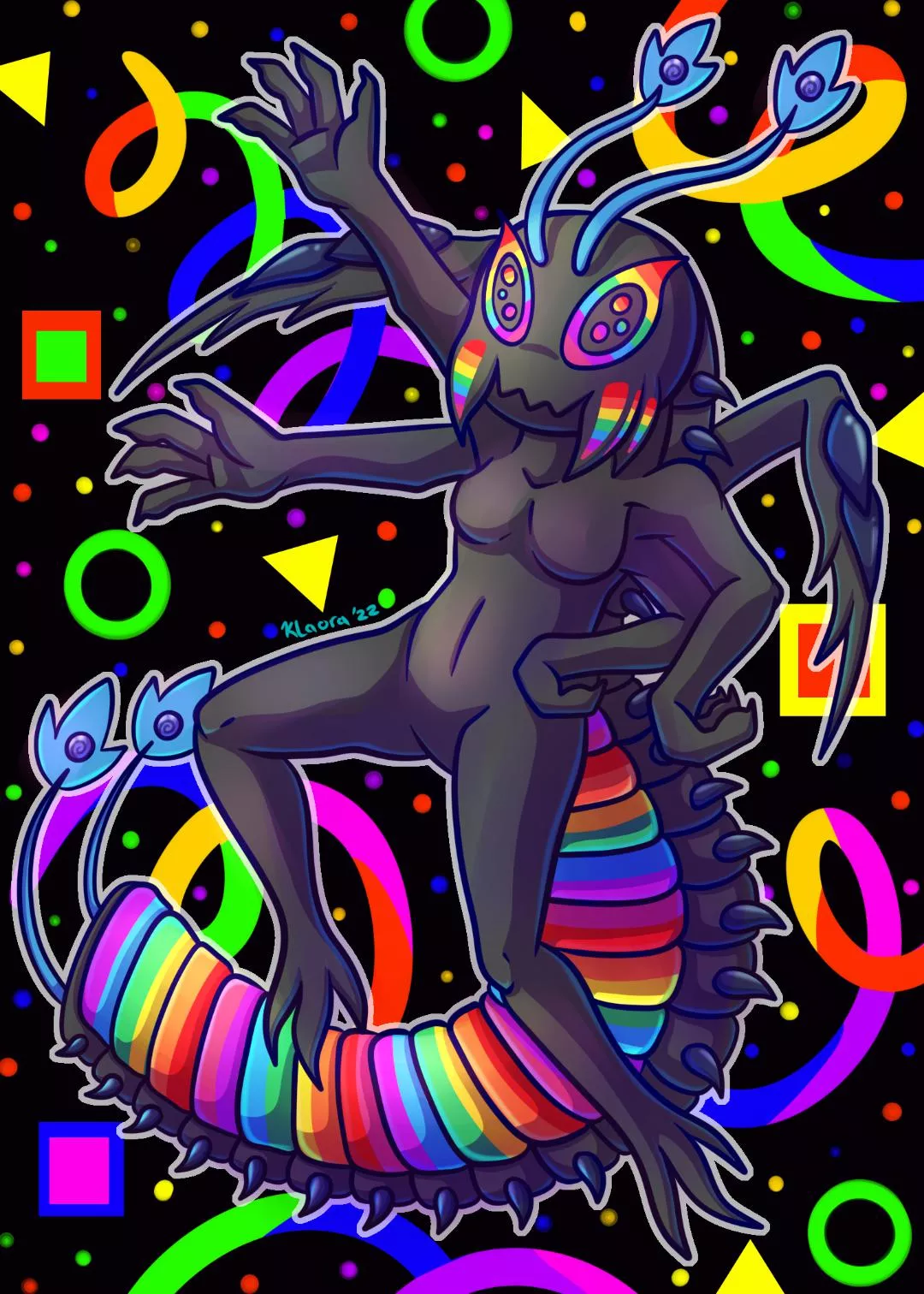 Rainbow Centipede!! Art by @KlaoraKirin on Twitter! posted by TheLinkgirl