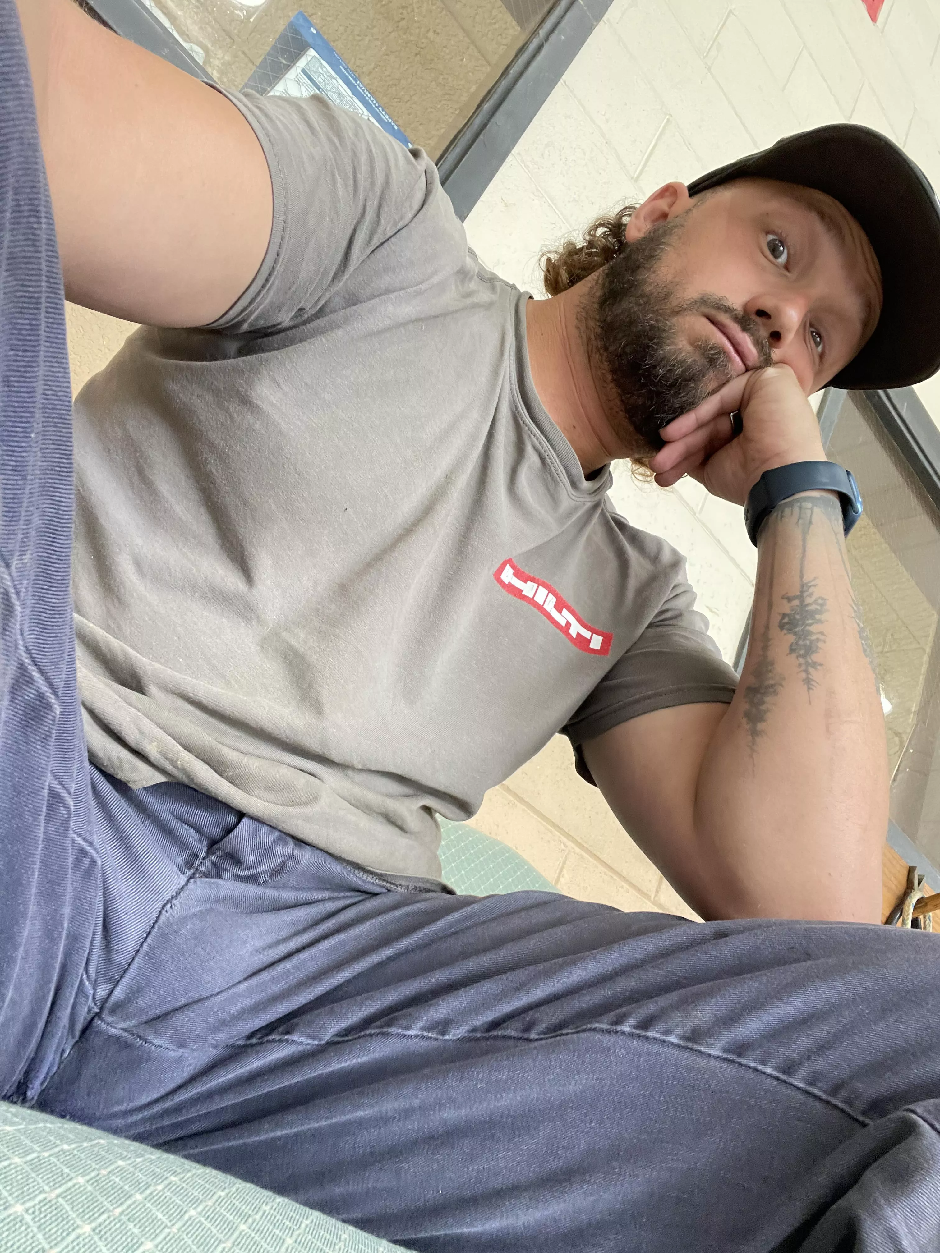 Rained out at work. Boredom selfie. posted by ManAnimal172