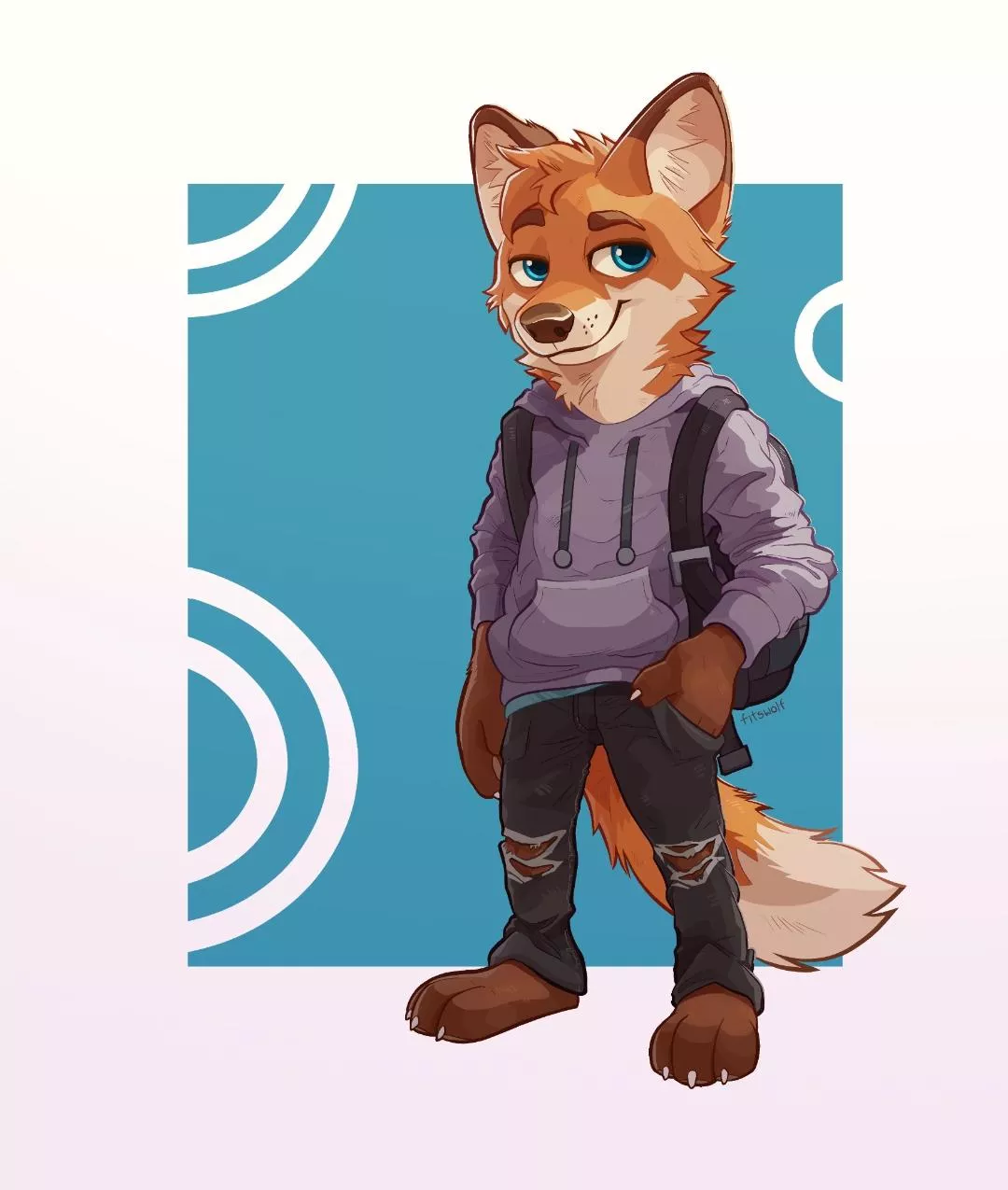 Red fox, gray hoodie (art by me) posted by fitswolf